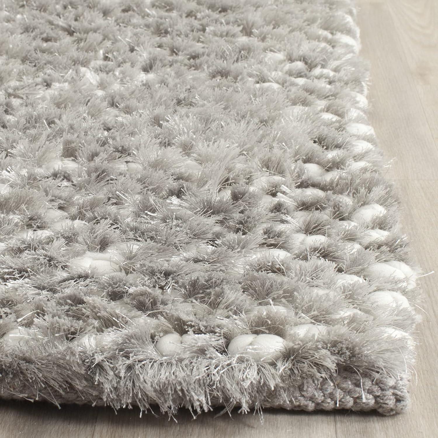 Saint Tropez Shag STS641 Hand Woven Area Rug - Silver - 5'x8' - Safavieh.