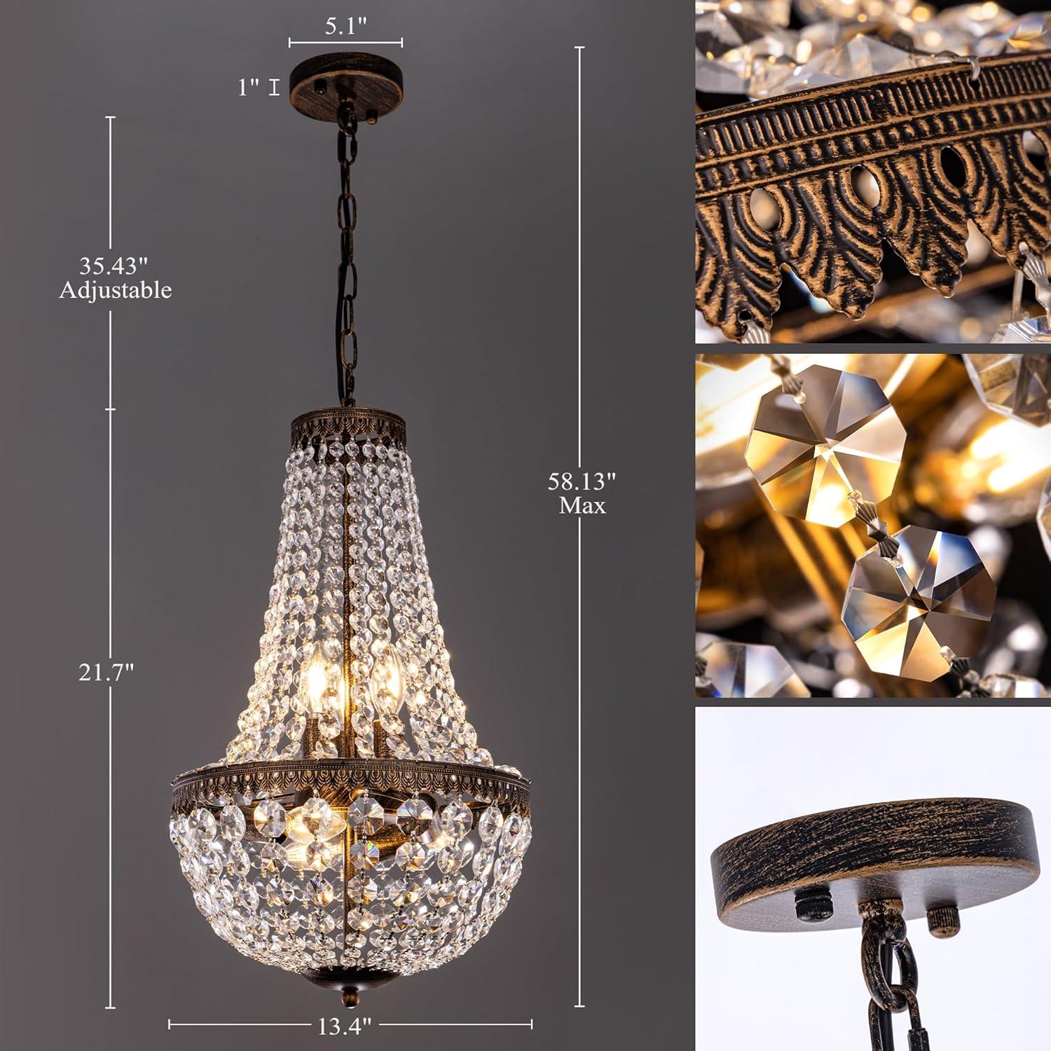 Edvivi Lighting Antique Bronze 6-Light Empire Chandelier with Crystal - Antique Bronze