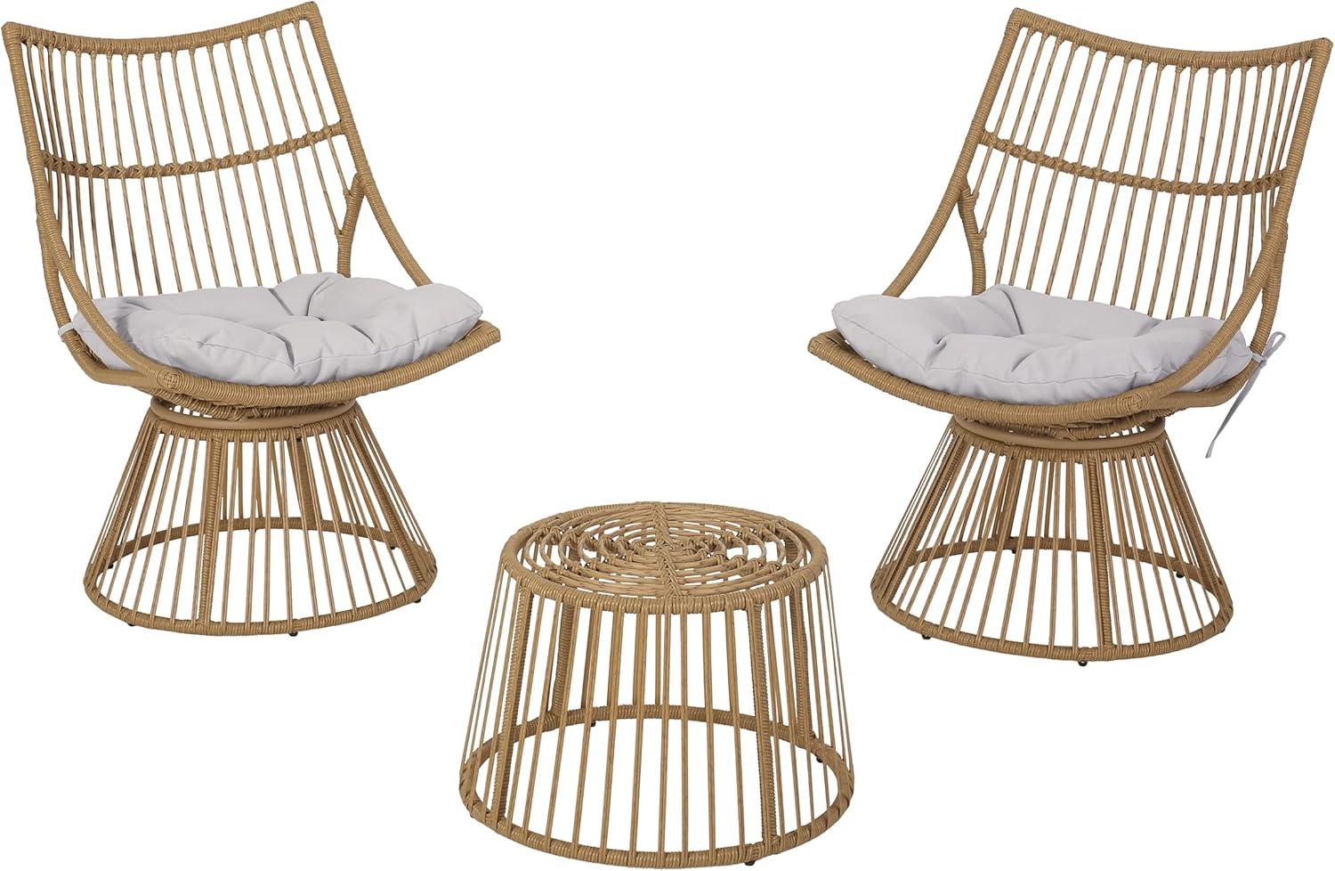 Christopher Knight Home Caryl Chat Set, Light Brown + Beige