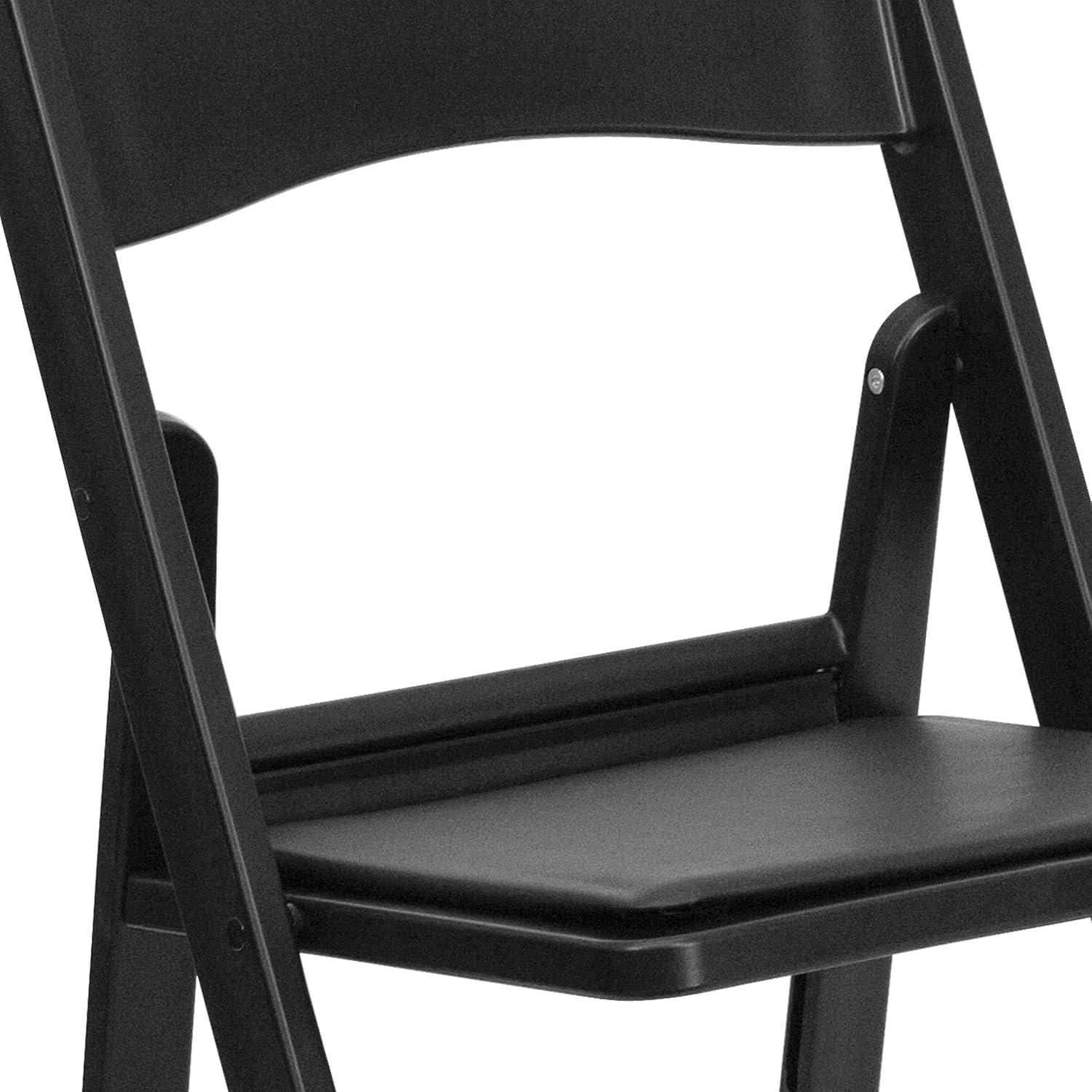 Elegant Black Resin 35.5" Folding Chair Set with Vinyl Padded Seats