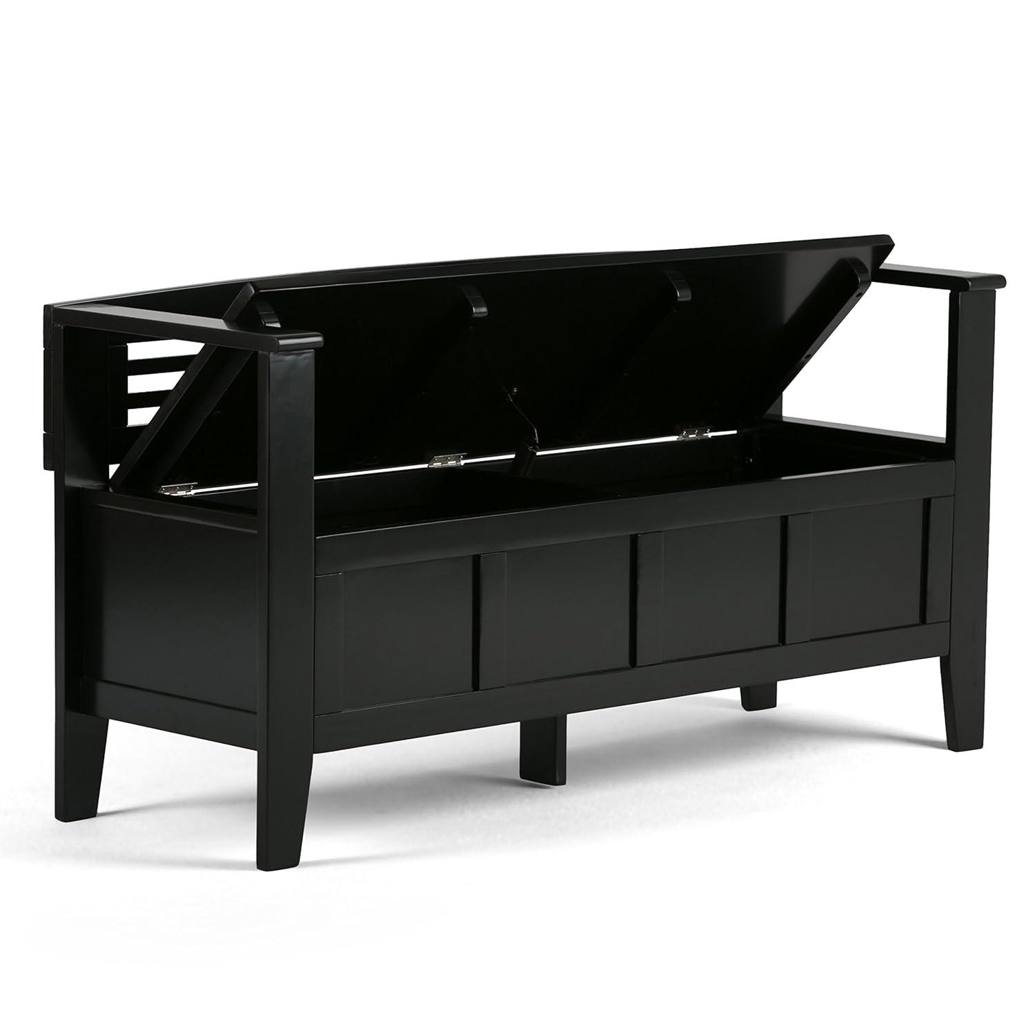 Simpli Home Adams Solid Wood Entryway Lift Top Storage Bench