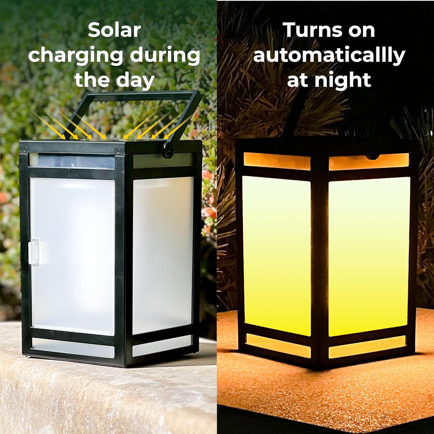 7.87'' Solar Powered Integrated LED Color Changing Outdoor Lantern