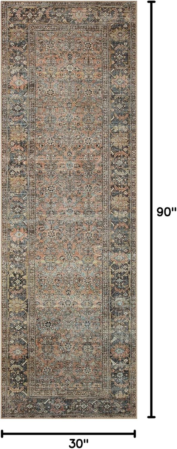 Adrian Terracotta & Charcoal Heirloom 2'6" x 7'6" Synthetic Rug