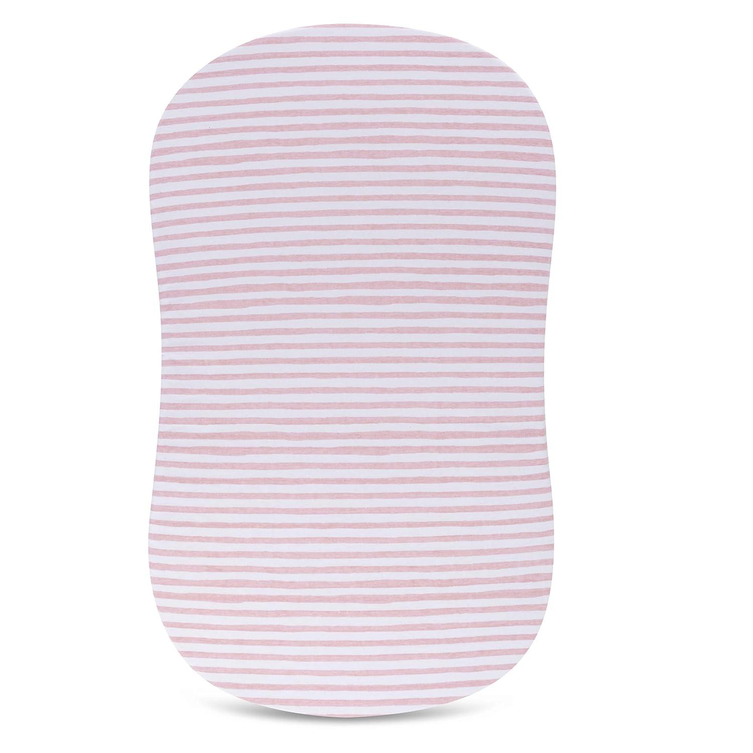 Ely's & Co. Baby Fitted Waterproof Crib Sheet  100% Combed Jersey Cotton  Mauve Pink Stripes & Splash 2 Pack
