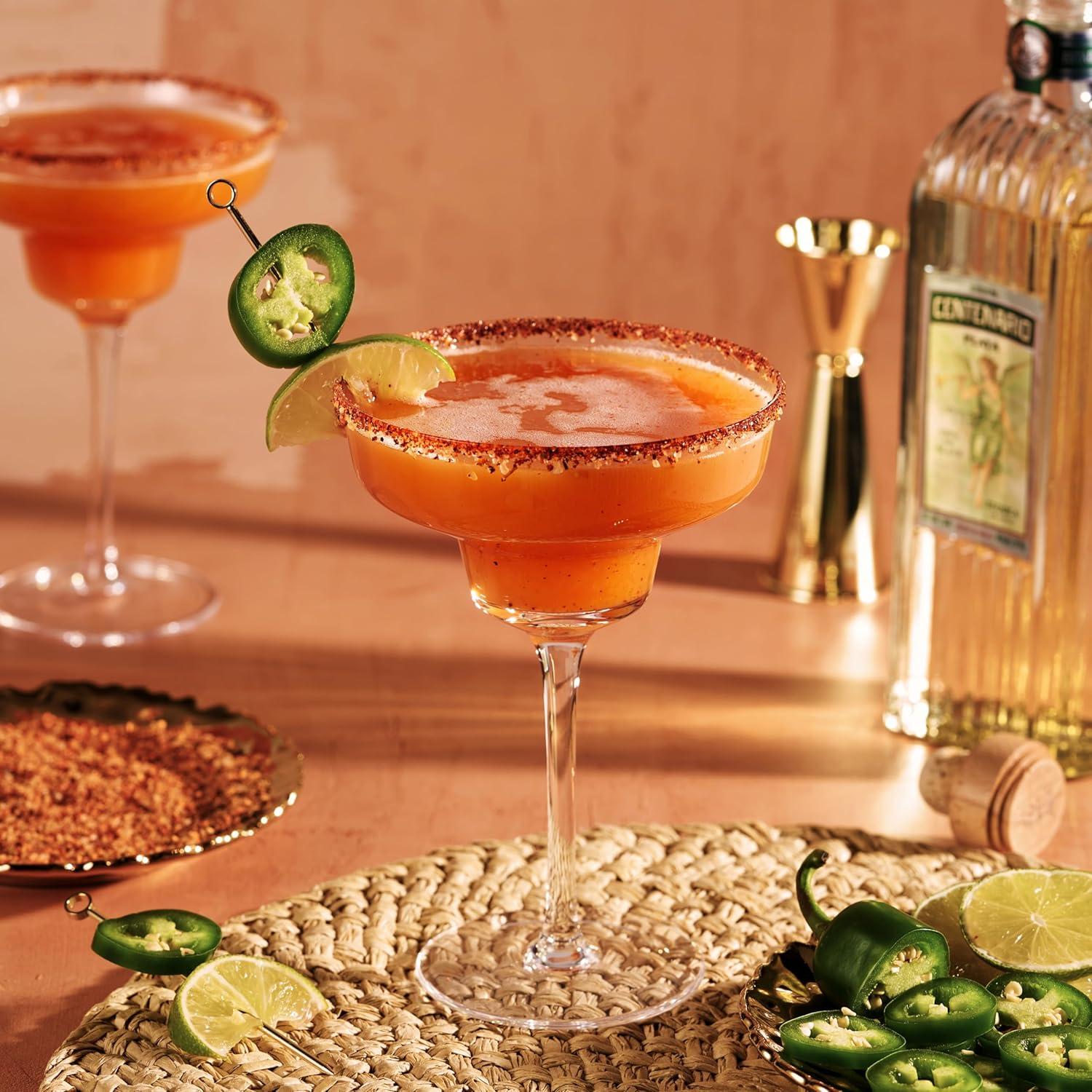 Viski Raye Angled Stemmed Margarita Glasses Set of 2 - Premium Crystal Clear Margarita Cocktail Glasses Drink Gift Set - 12oz