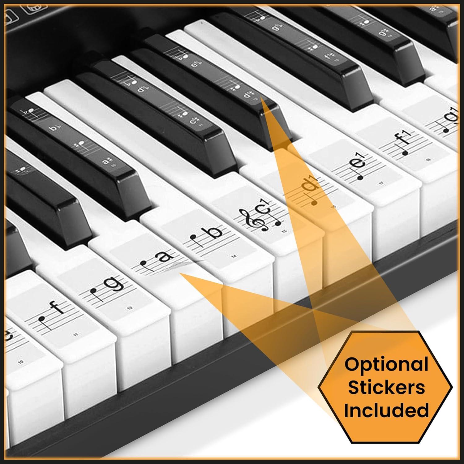 Hamzer 61 Key Keyboard Piano w/ Stand, Bench, Headphones, & Microphone - Set for Beginners