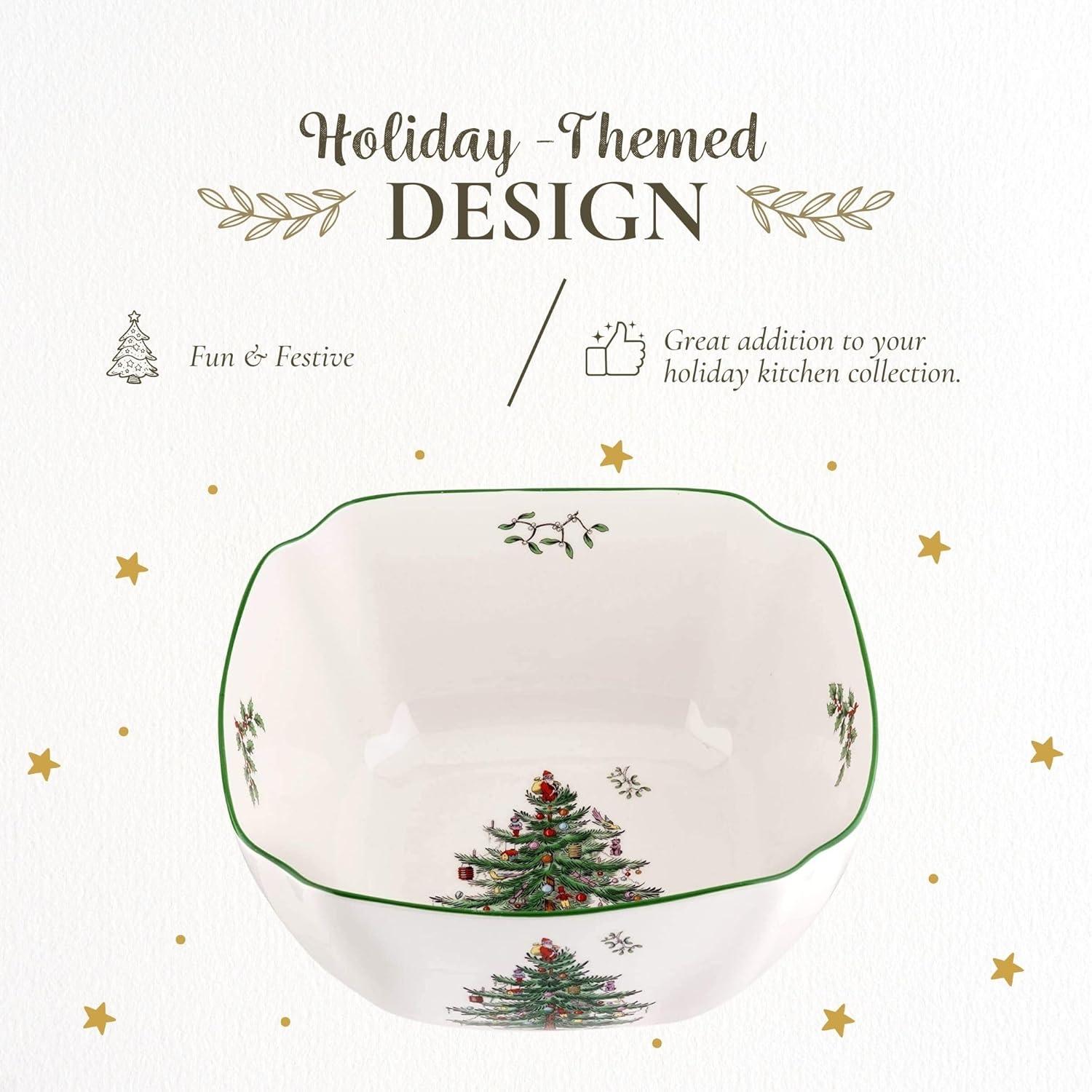 Spode Christmas Tree Large Square Serving Bowl - 10 Inch