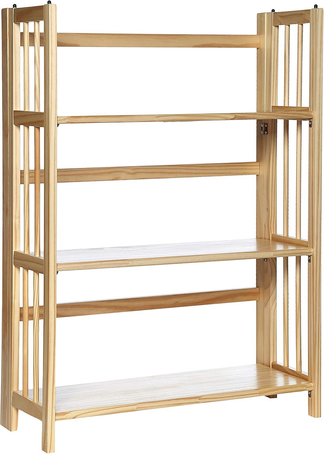 3-Shelf Folding Stackable Bookcase 27.5" Wide-Natu