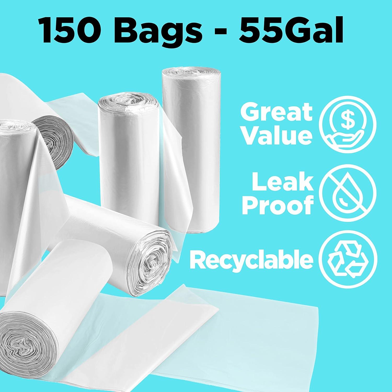 55 Gallon Clear Heavy Duty Recycled Trash Bags