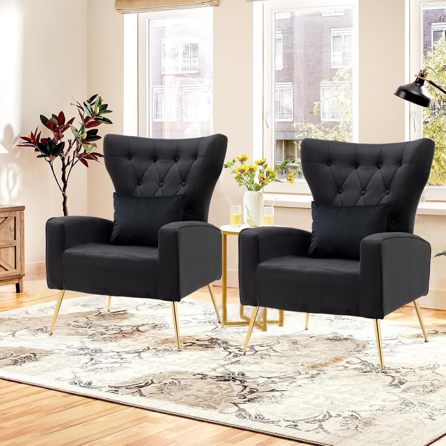 Mercer41 Upholstered Velvet Armchair (Set of 2)
