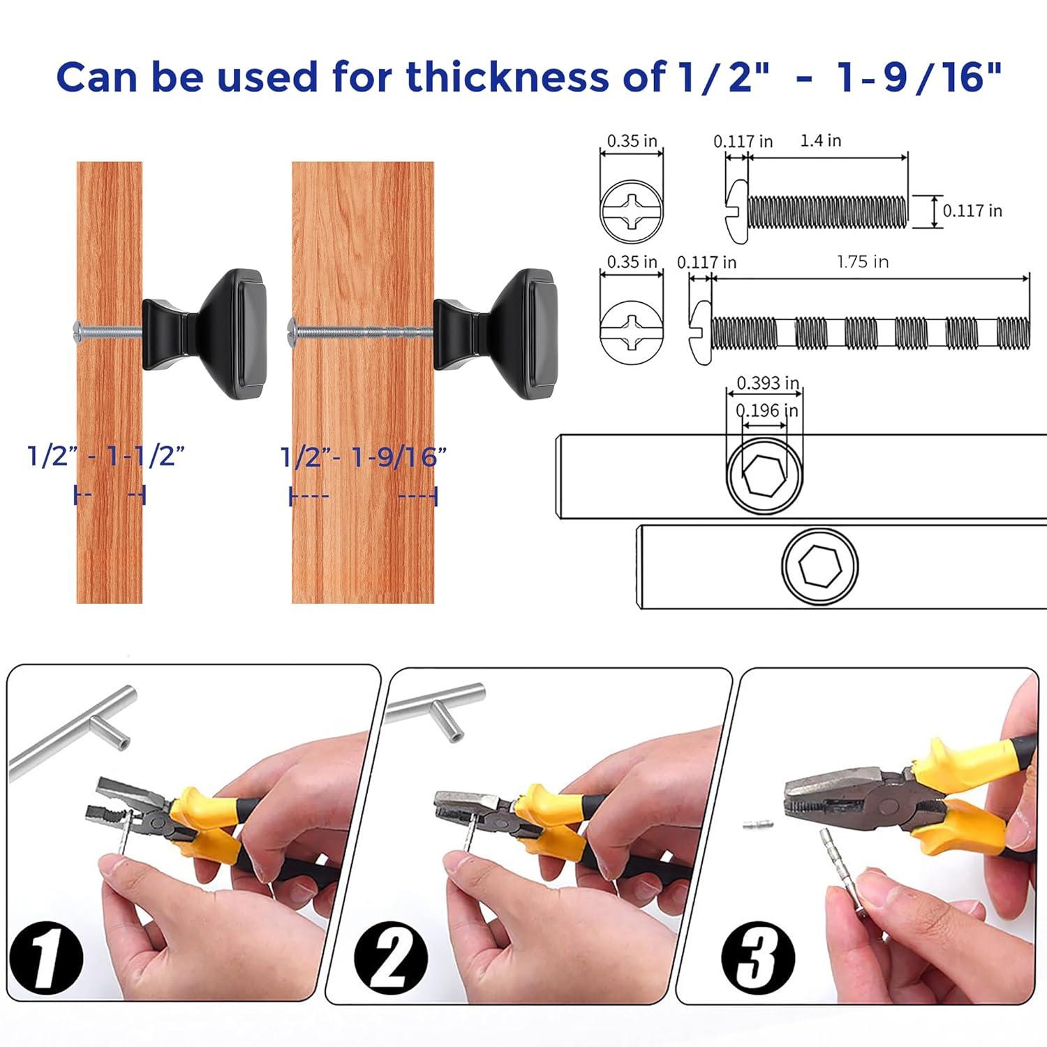 Single Hole Drawer Knobs - 10 Pack Black Cabinet Knobs - Square Dresser Knobs Dresser Handles Closet Door Knobs - Kitchen Cabinet Knobs - Cabinet Hardware