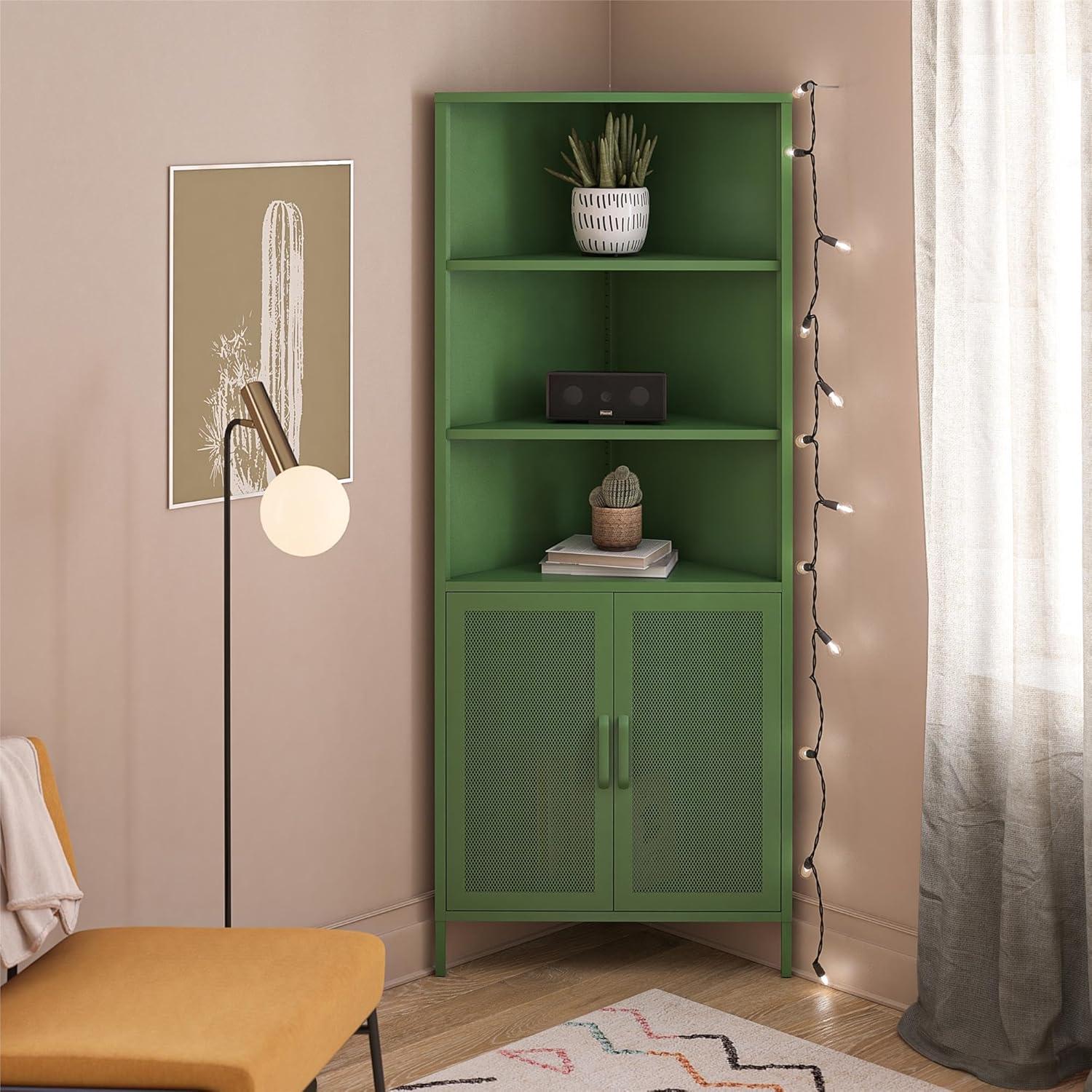 Novogratz Channing Corner Storage Cabinet with 2 Doors, Parchment