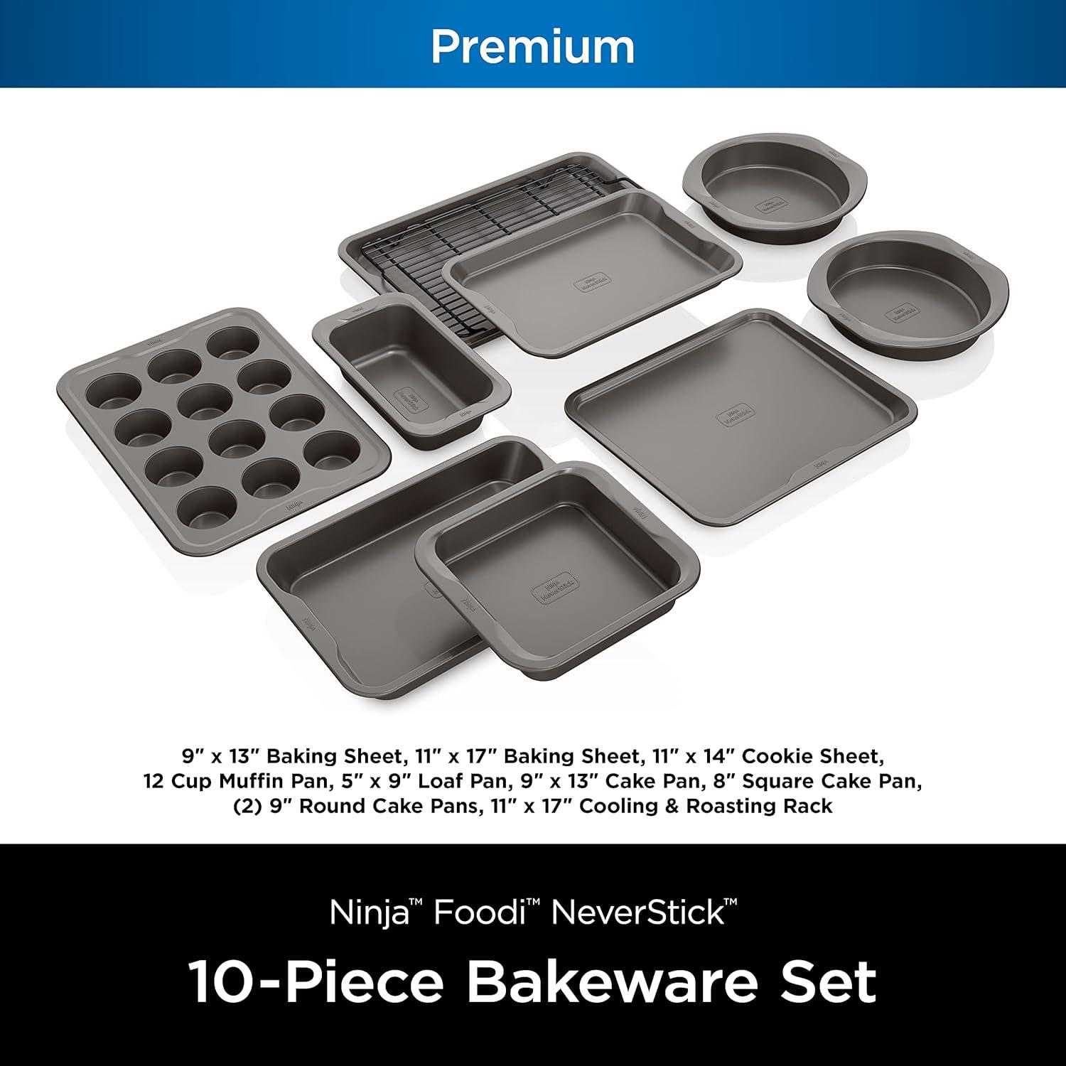 Ninja Gray Aluminized Steel 10-Piece Bakeware Set