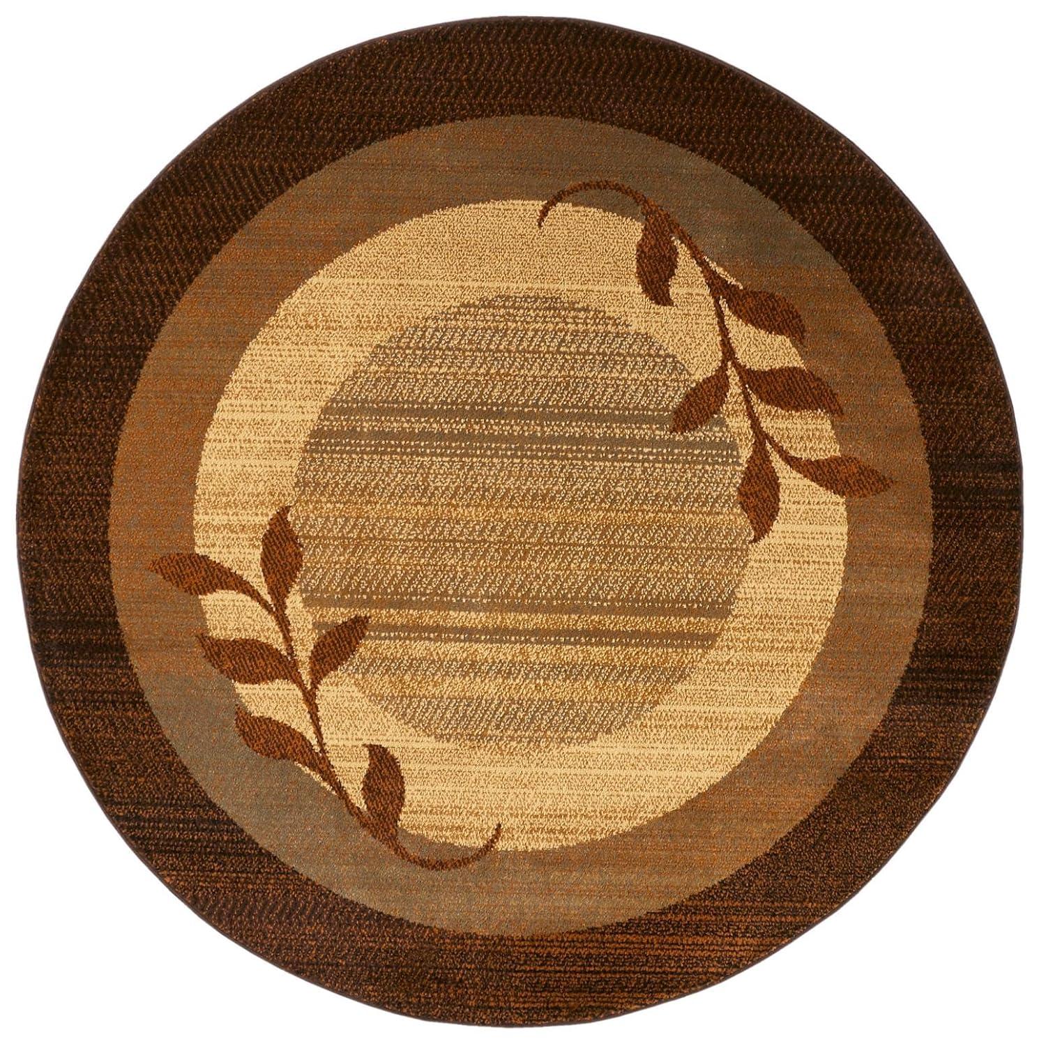 Home Dynamix Royalty Clover Contemporary Geometric Border Area Rug, Brown/Blue, 5'2" Round