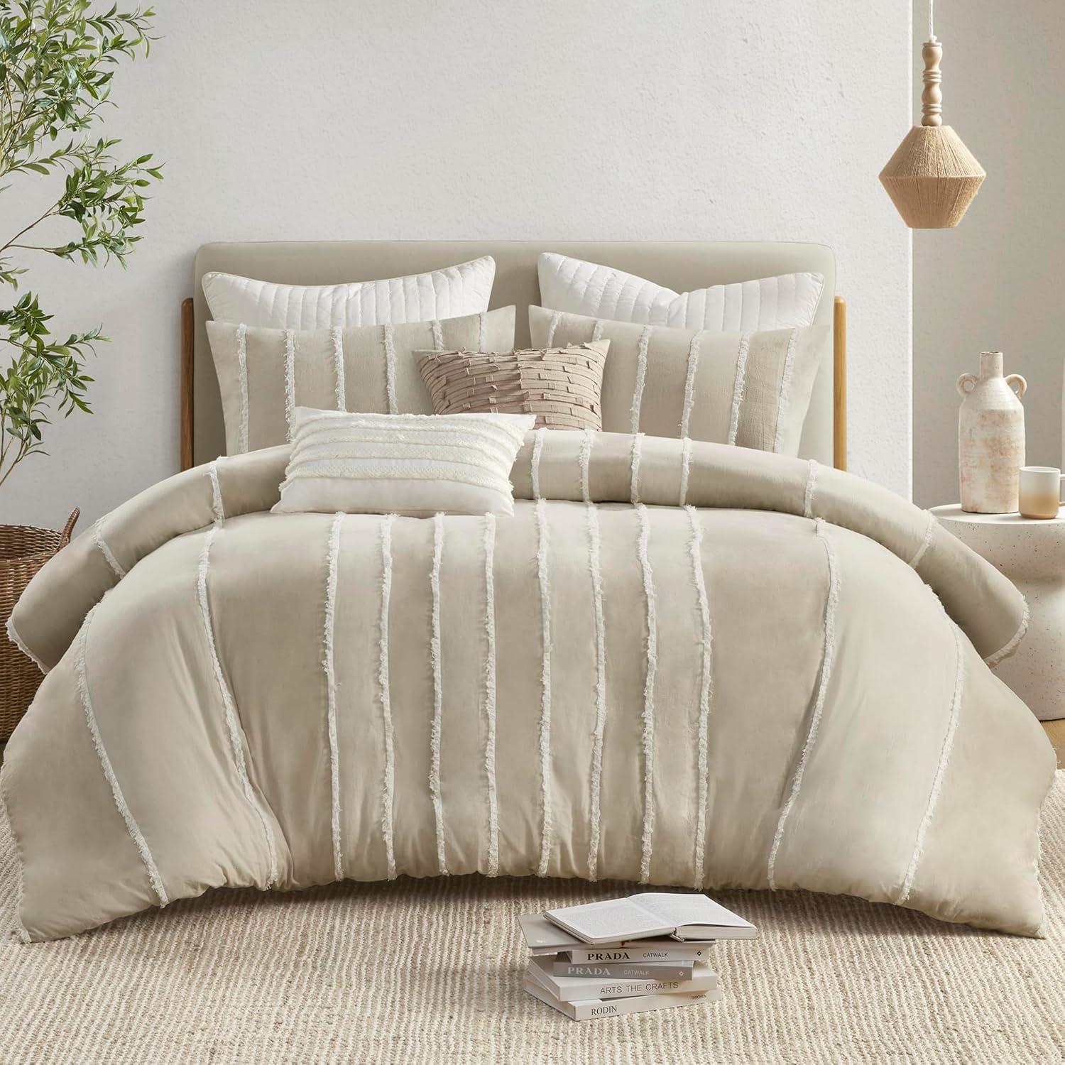 INK+IVY Shay 3 Piece Striped Cotton Duvet Cover Set