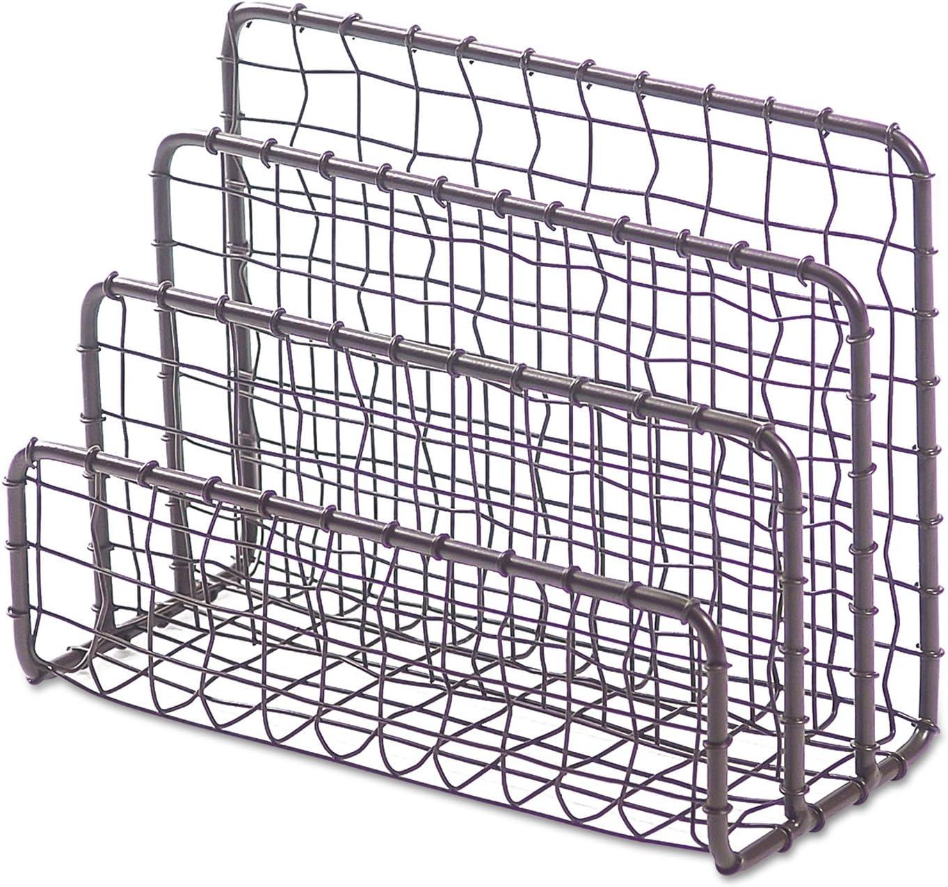 Vintage Bronze Wire Mesh 3-Tier File and Letter Sorter