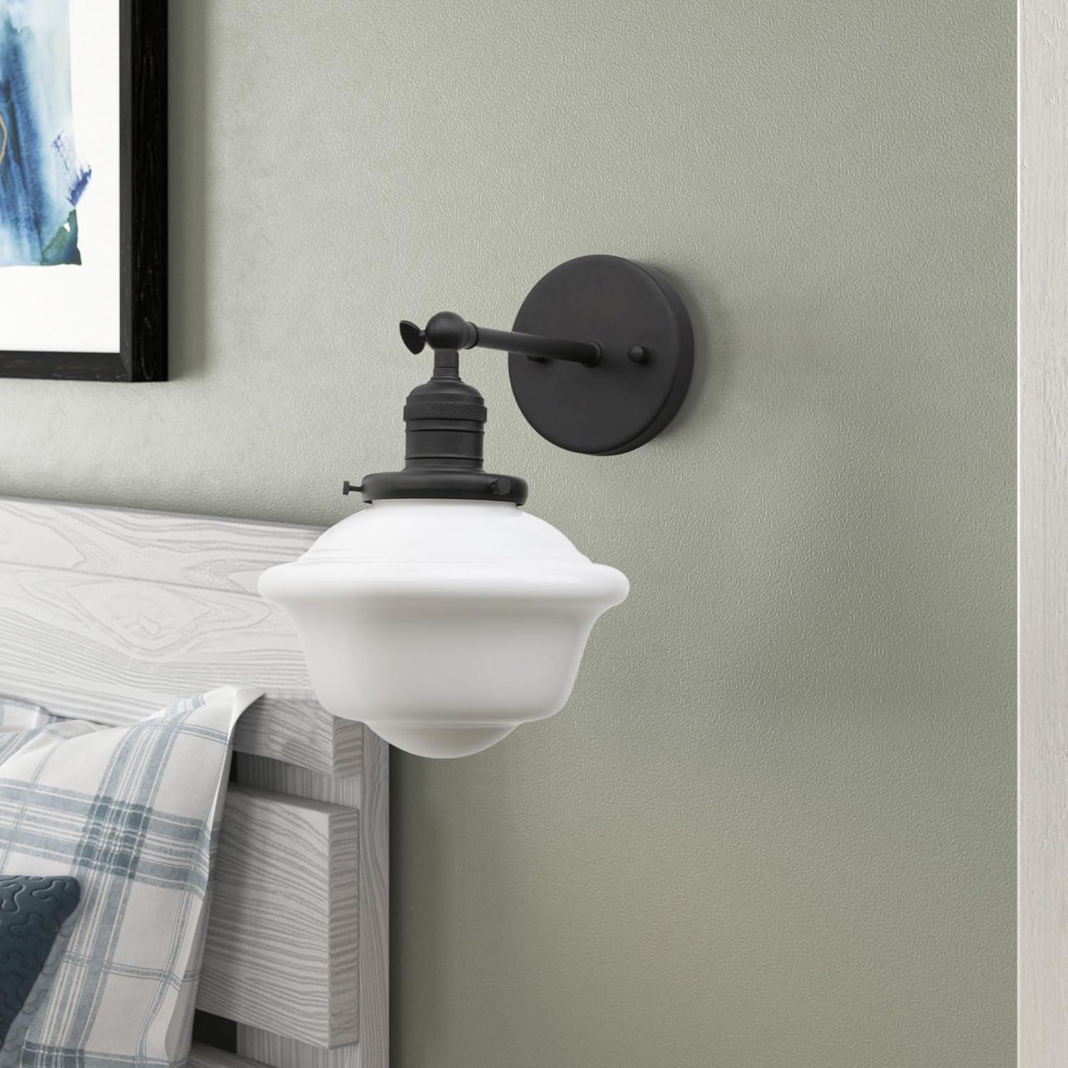 Wall Sconce Lamp With Milk White Glass Shade