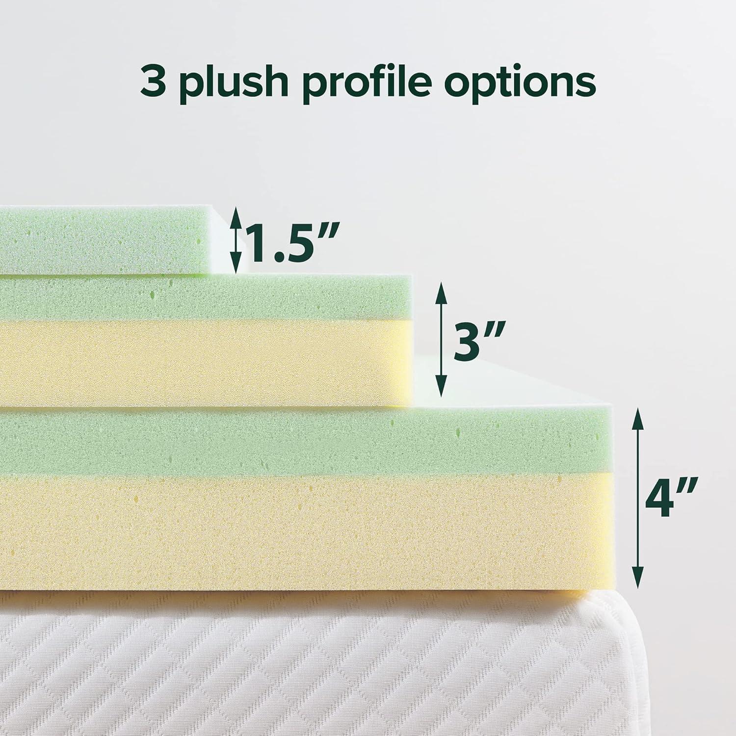Spa Sensations by Zinus 4" Green Tea TorsoTec® Memory Foam Mattress Topper, Queen