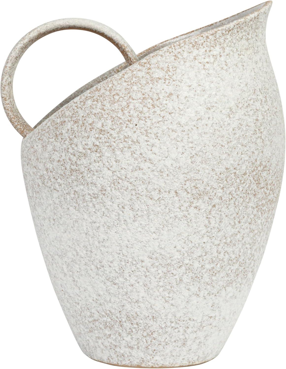 Bloomingville 9 Inches 82-Ounce Textured Stoneware Pitcher in Reactive Glaze, White