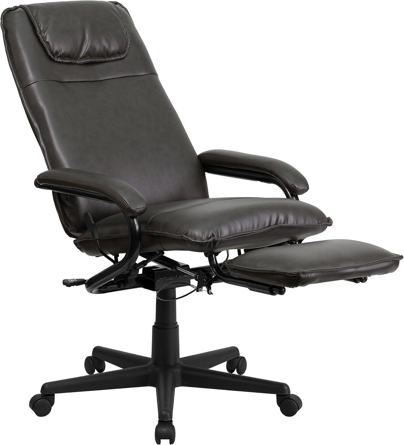 Flash Furniture High Back LeatherSoft Executive Reclining Ergonomic Swivel Office Chair with Arms