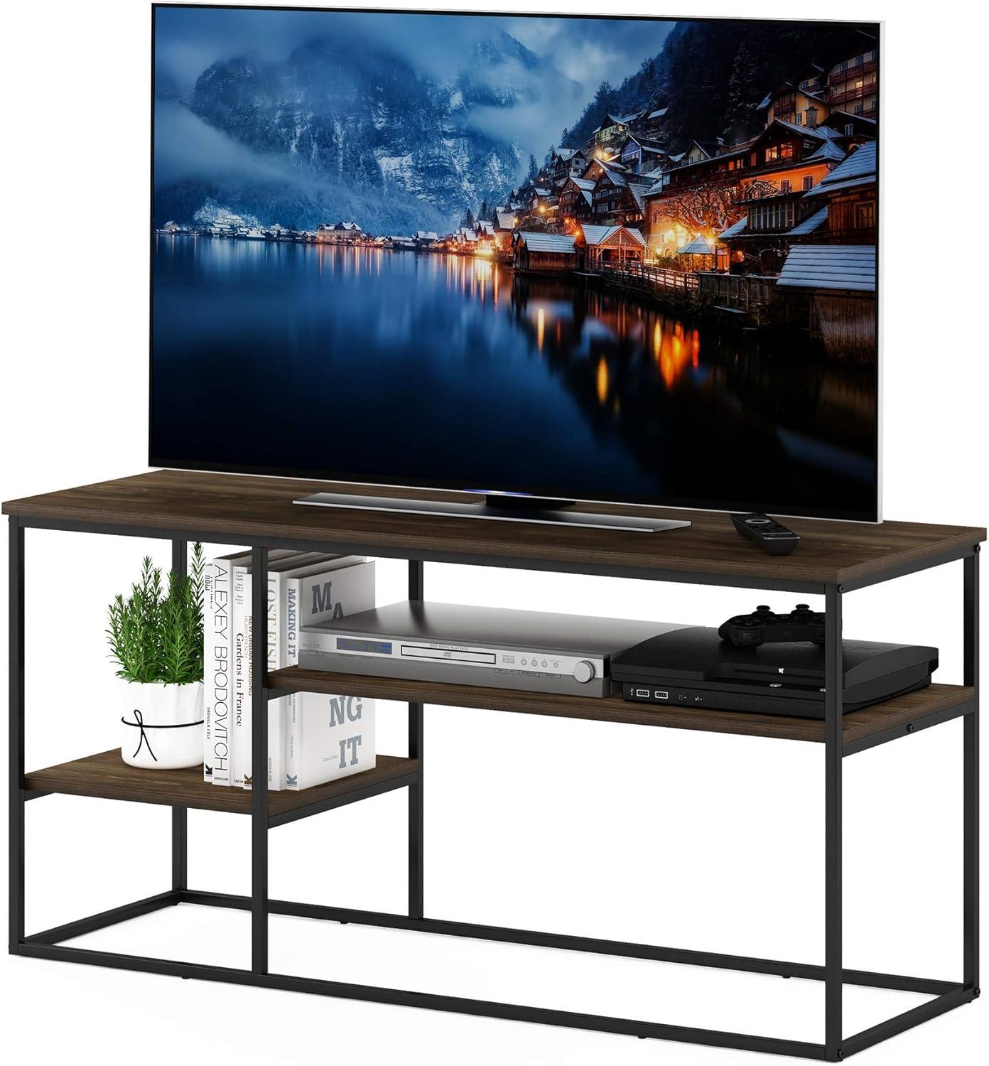 Furinno Moretti Modern Lifestyle TV Stand for TV up to 50 Inch, Columbia Walnut