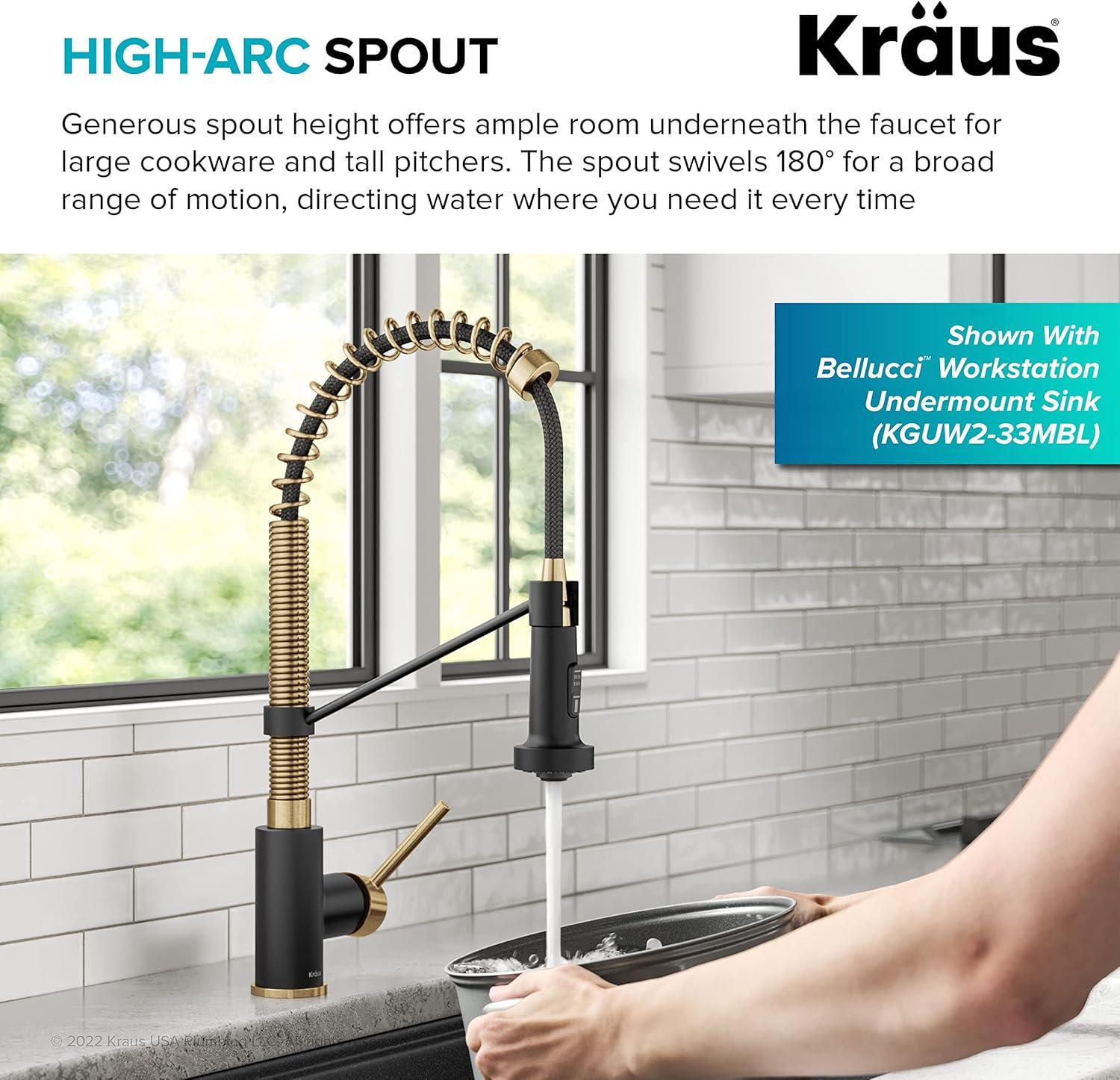 KRAUS Bolden Commercial Style 2-Function Single Handle Pull Down Kitchen Faucet