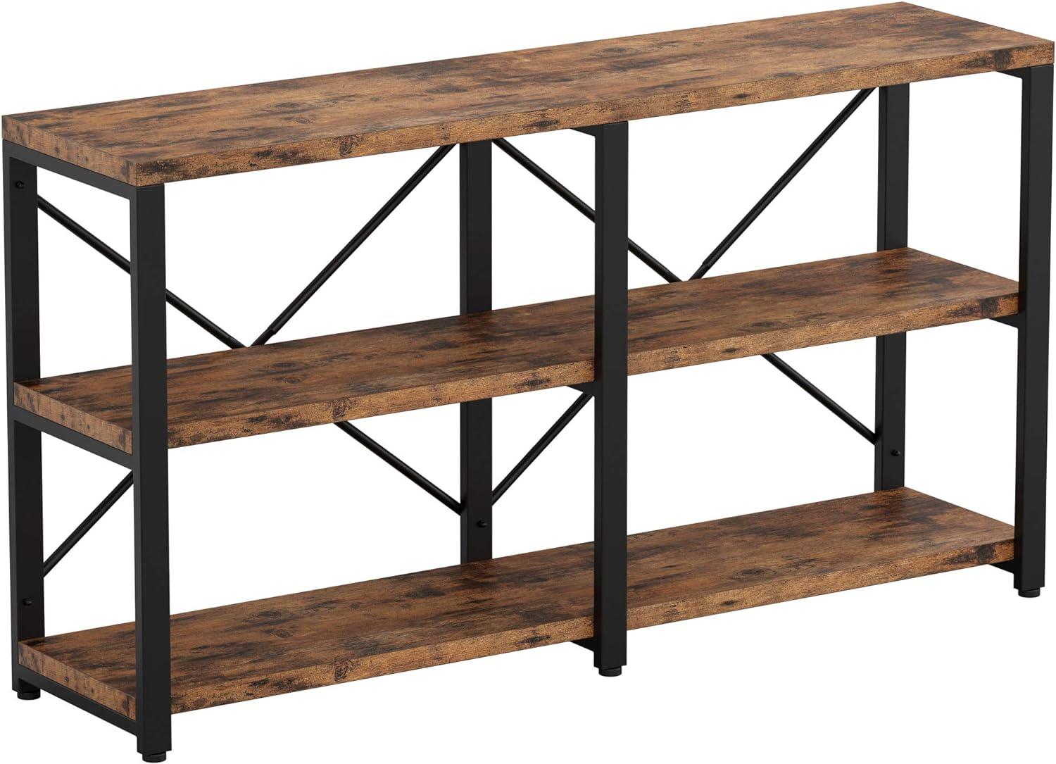 IRONCK 55" 3-Tier Rustic Entryway Console Table Vintage Brown for Living Room