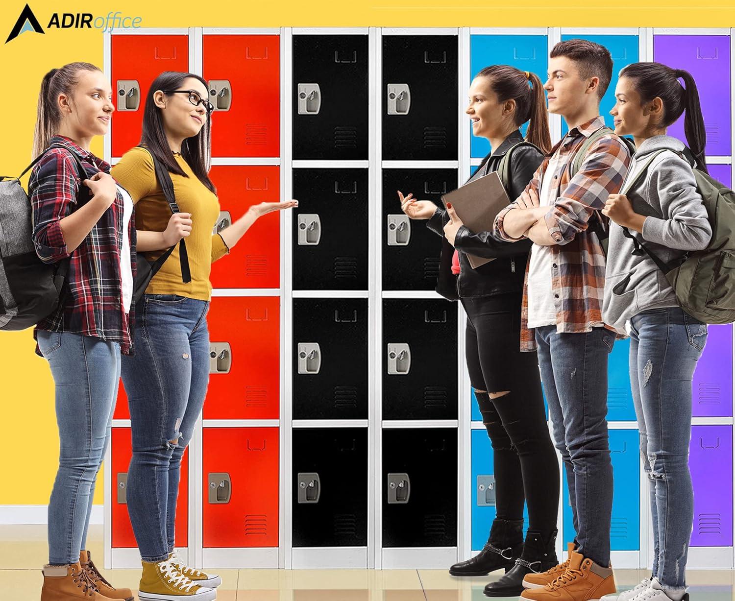 AdirOffice 12'' Wide Steel 4-Tier School and Gym Locker