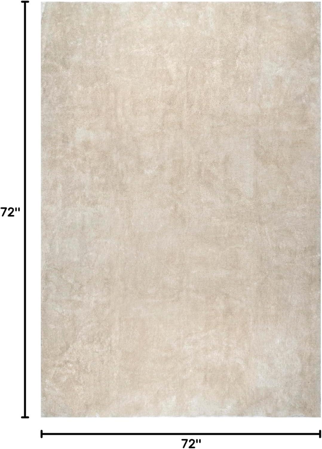 Nuloom Loni Cozy Plush Solid Pet Friendly Premium Machine Washable Shag Area Rug, Square 6' x 6', Cream