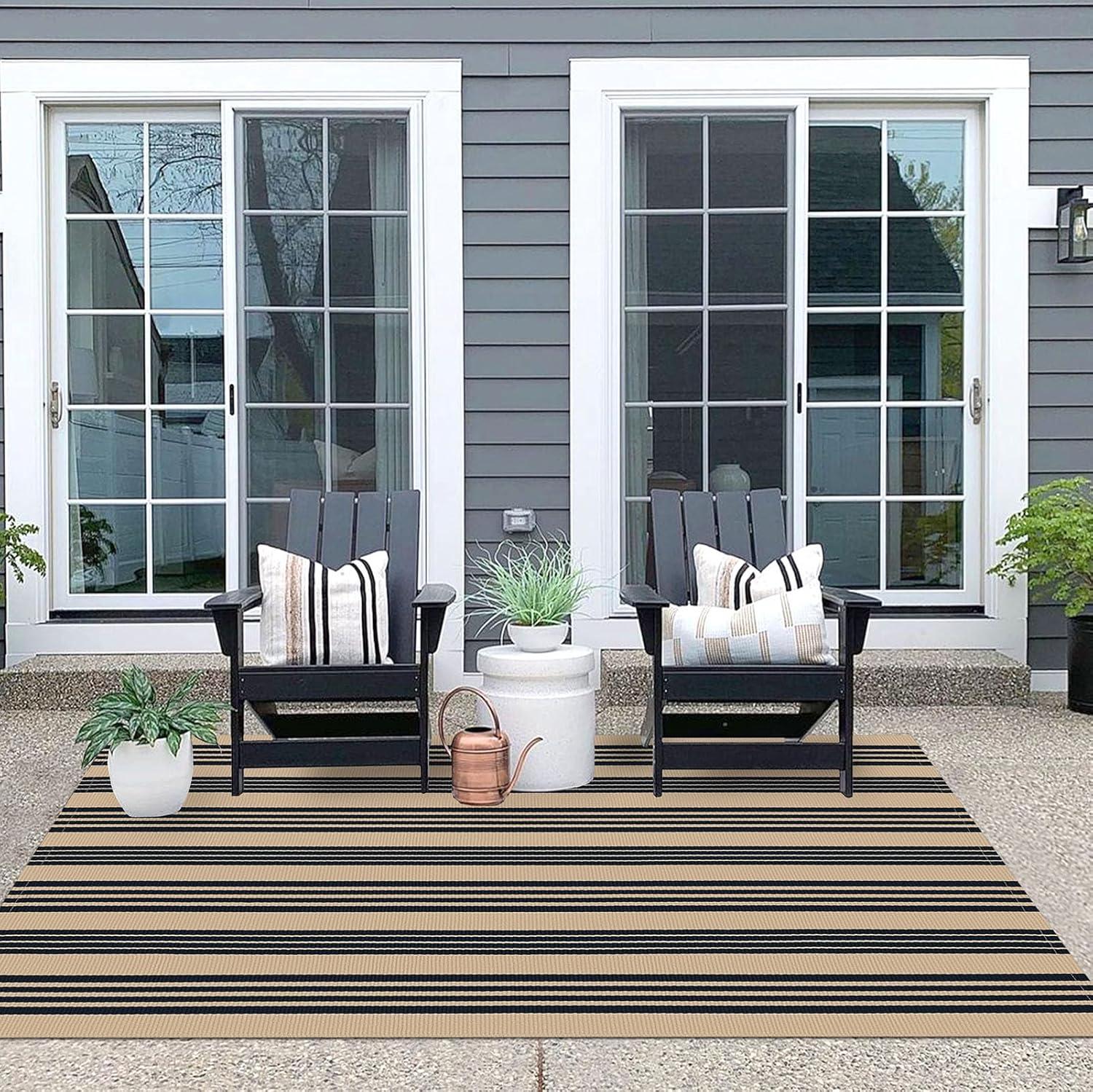 IOHOUZE Navy and White Striped Rug 2'x3' Front Door Rugs, Small Washable Area Rug for Front Porch, Spring Summer Doormats Outdoor Indoor, Cotton Rugs for Entryway Porch Entrance