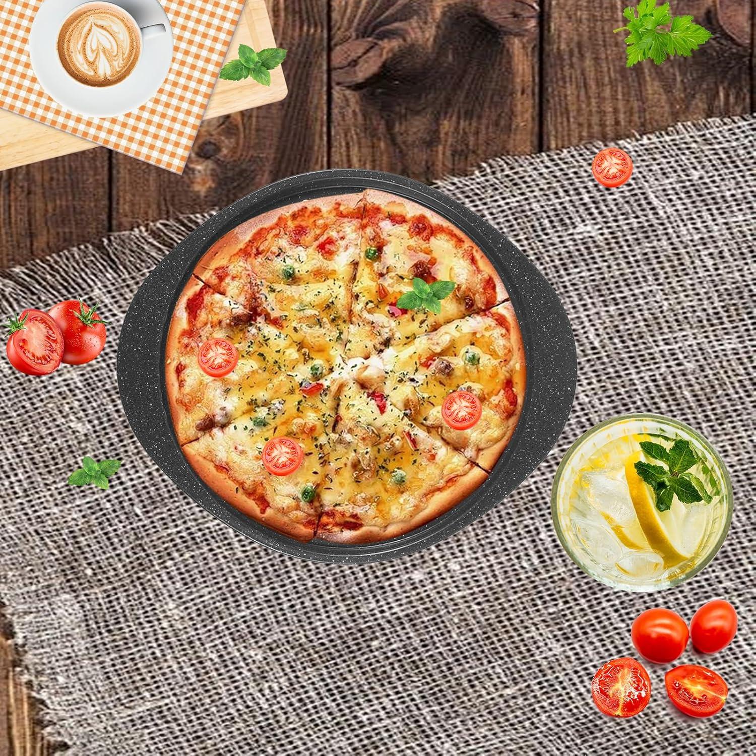 Pizza Pan for Oven – Pizza Pans with Holes, Walooza Round Pizza Tray for Oven, Perforated Carbon Steel Pizza Pan, 1 PCS