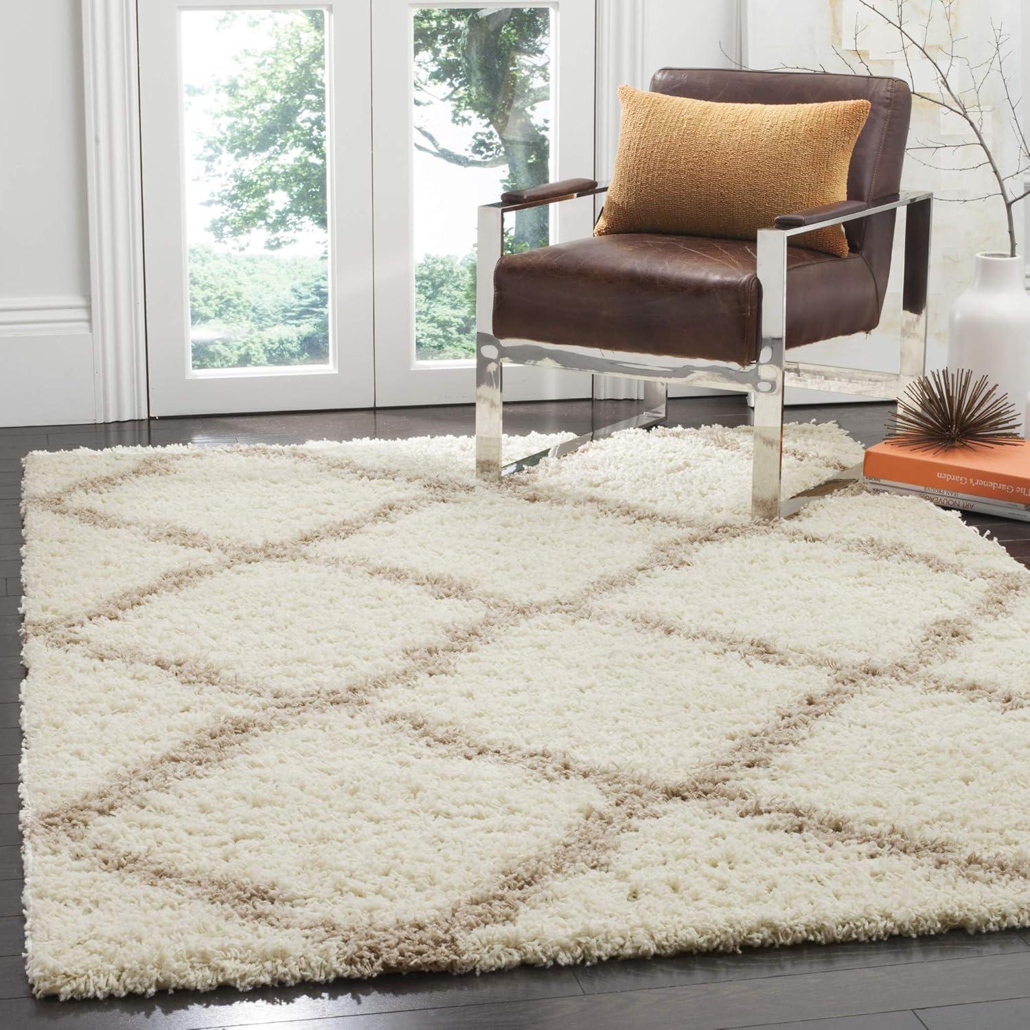 Dallas Shag SGD257 Power Loomed Indoor Area Rug - Ivory/Beige - 5'1"x7'6" - Safavieh.