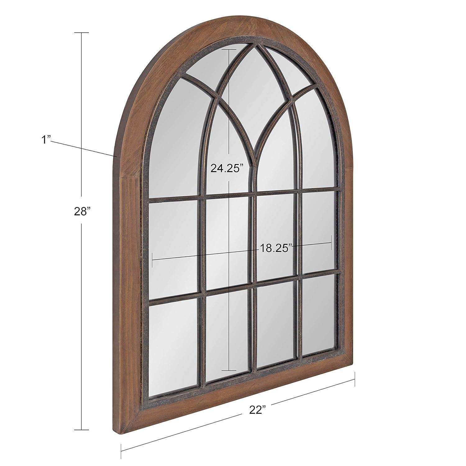 22" x 28" Nola Arch Wall Mirror Brown - Kate & Laurel All Things Decor: Modern Style, Wood Frame, Wall Mounted