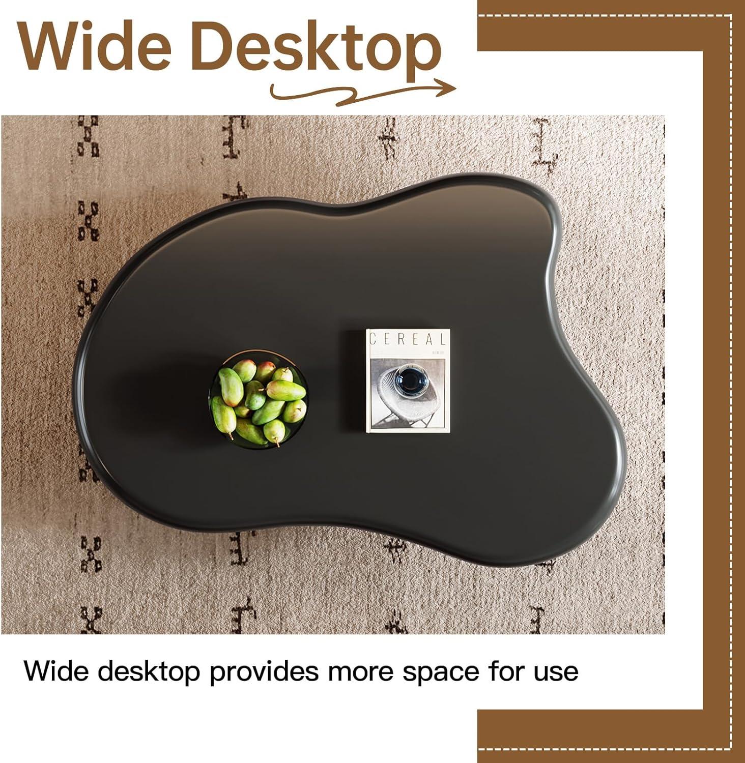 Guyii Cloud Coffee Table, Irregular Coffee Table for Living Room with 3 Legs, White 46.06 Inch