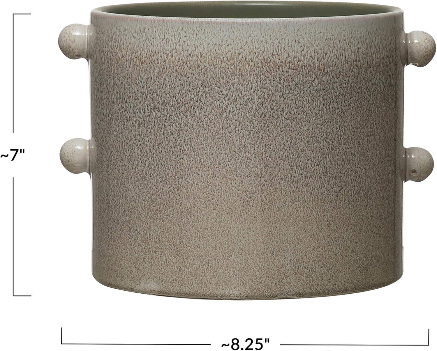 Creative Co-Op Round Stoneware Planter with Reactive Glaze, Cream