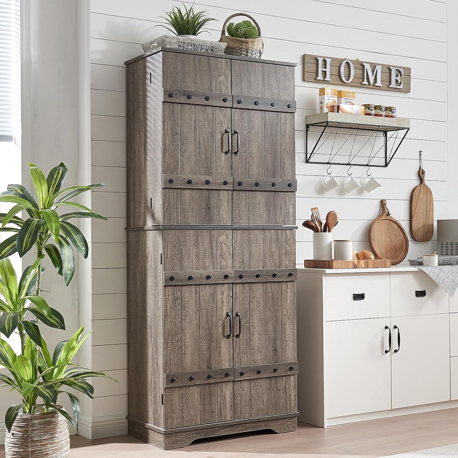 Gracie Oaks 72" Tall Farmhouse Kitchen Pantry