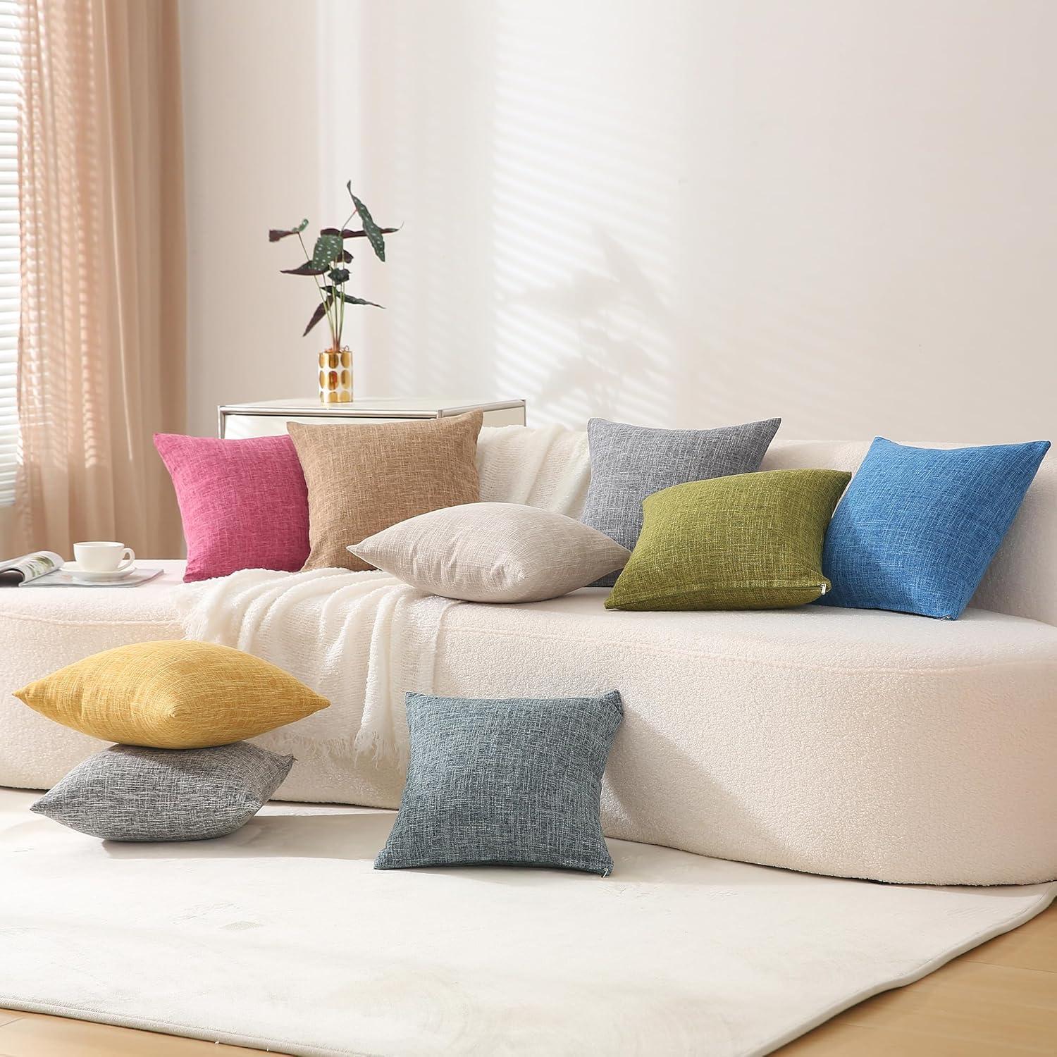 MAXAYA Set Of 2 Mustard Yellow Pillow Covers 18X18 Inch Rustic ...