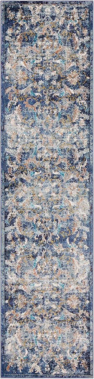 LR Home Ada 2'3" x 8'9" Navy Blue Floral Indoor Area Rug