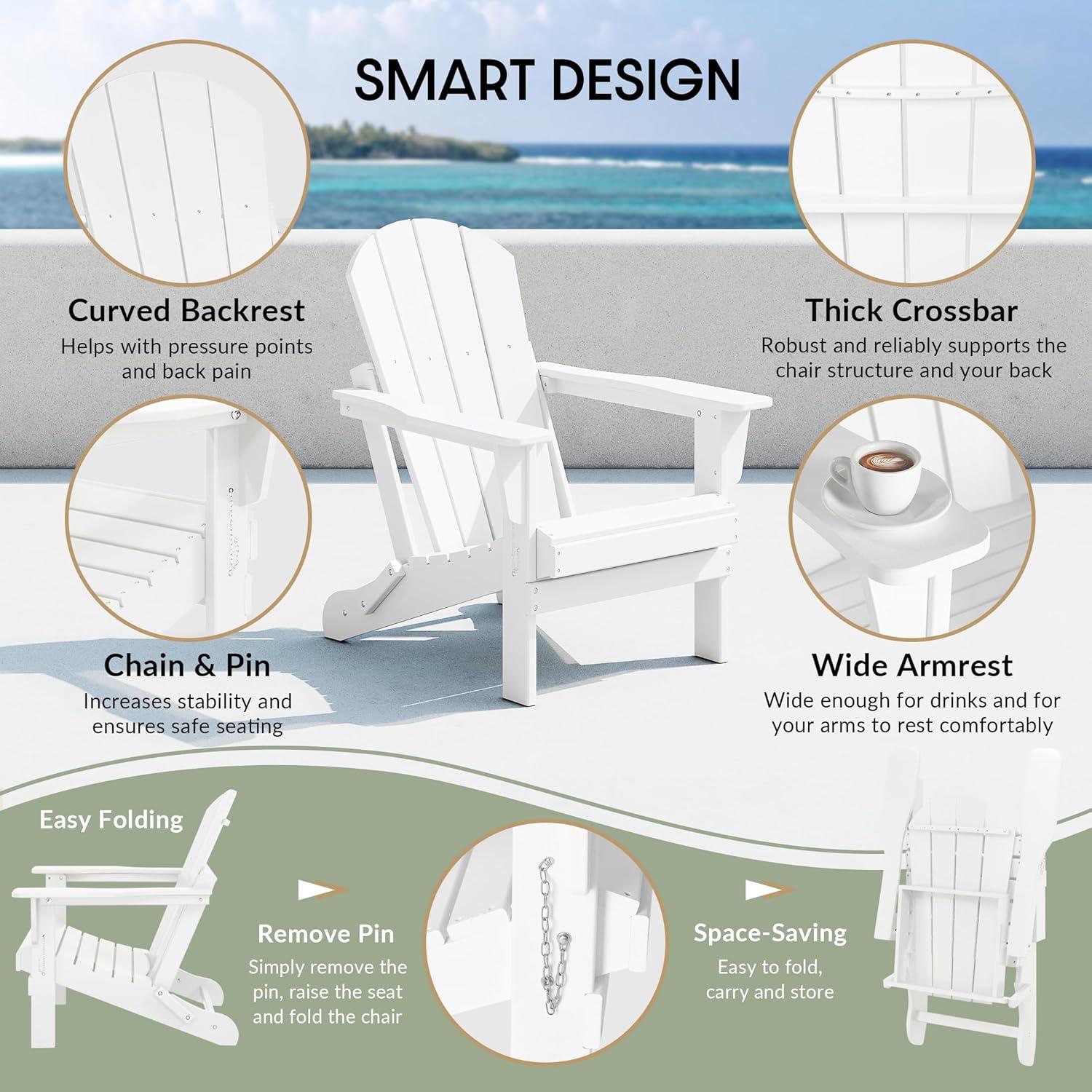 WestinTrends Malibu HDPE Outdoor Patio Folding Poly Adirondack Chair