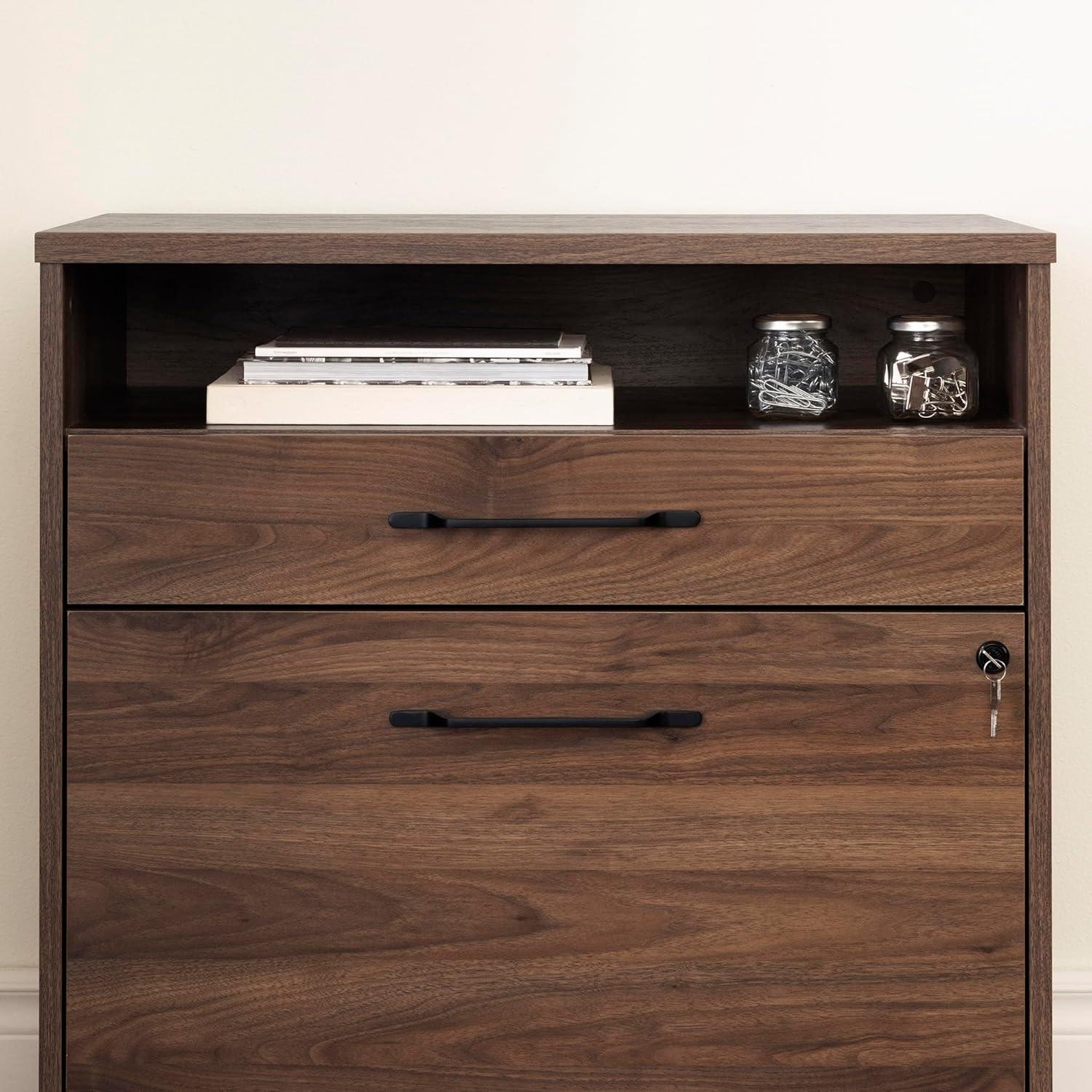 Natural Walnut 2-Drawer Lockable Lateral File Cabinet