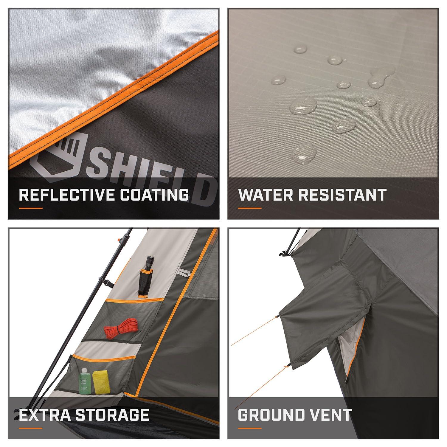 Gray 6-Person Three-Season Instant Cabin Tent with Carry Bag