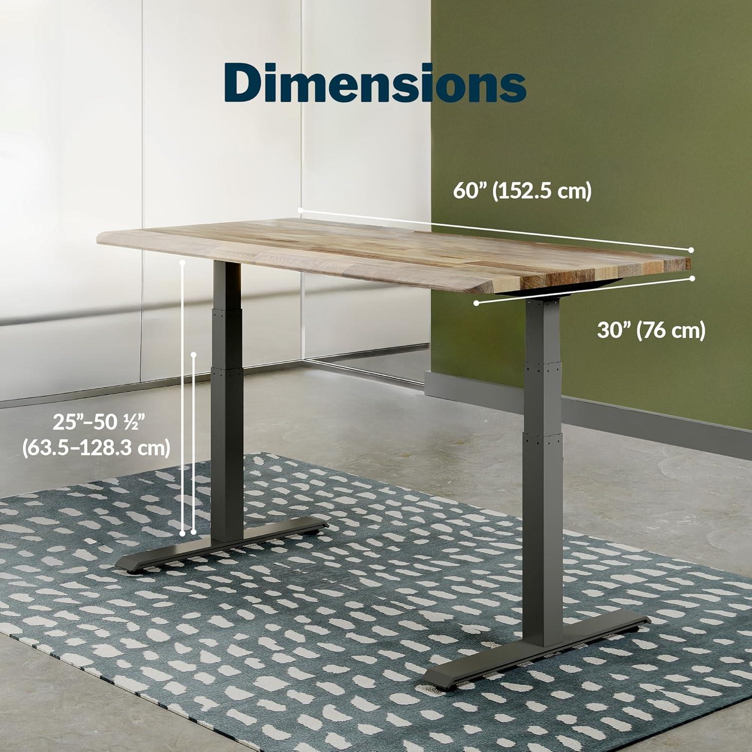 Vari ComfortEdge Electric Height Adjustable Standing Desk - 60x30 Varidesk Sit-Stand Desk for Home Office, Sloped Ergonomic Front Edge, Stable T-Style Legs, Easy Assembly - Reclaimed Wood - 2 Packages