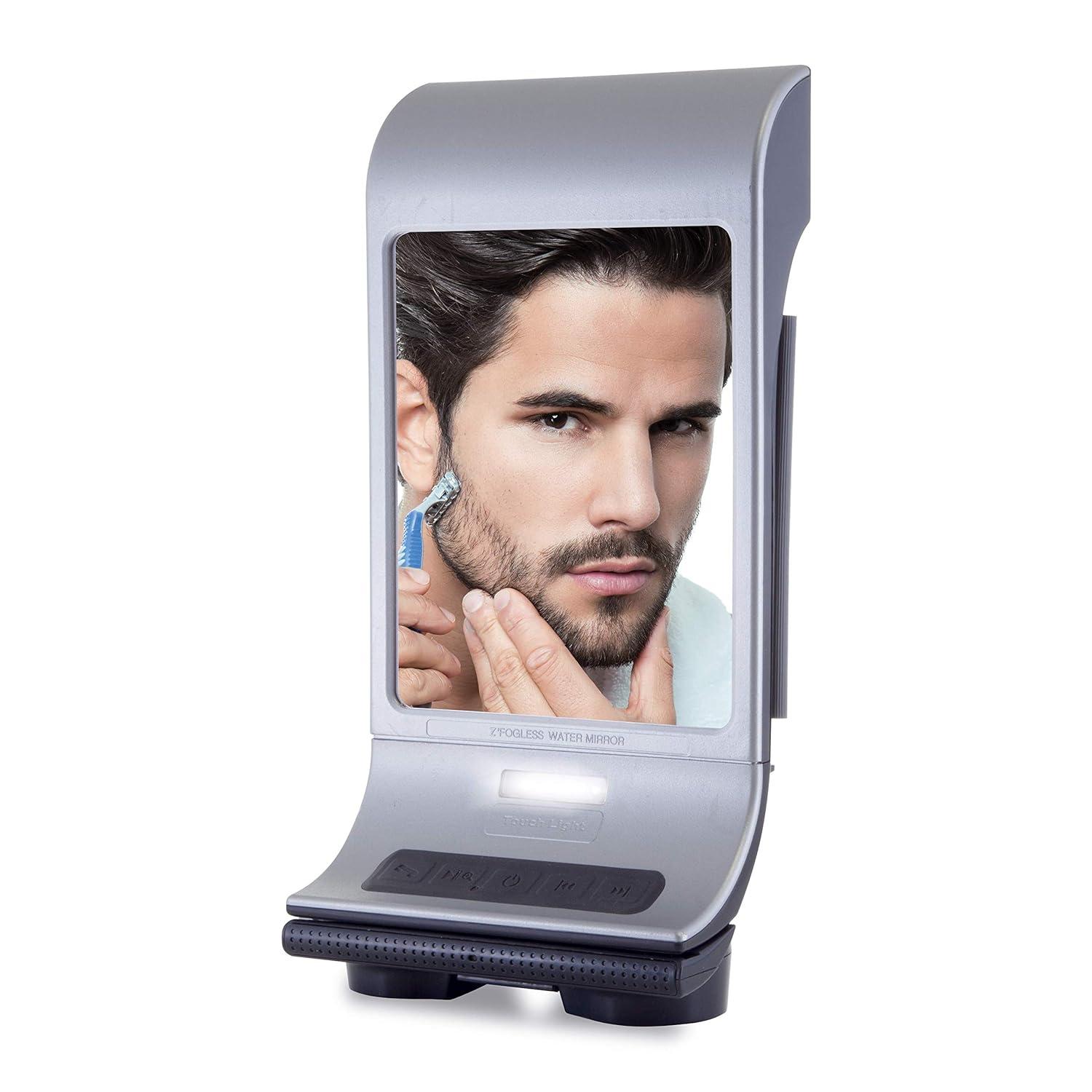 Zadro Fogless Lighted Shower Mirrors w/ Wall Mount & Bluetooth Speaker