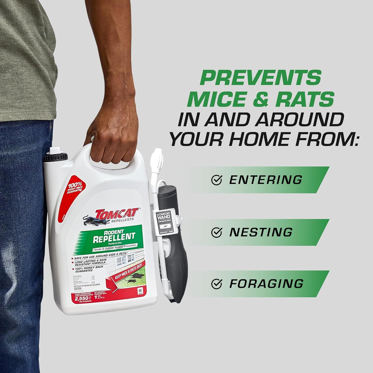 Tomcat Rodent Repellent Ready To Use With Wand - 1gal: Safe for Kids & Pets, Deters Rats
