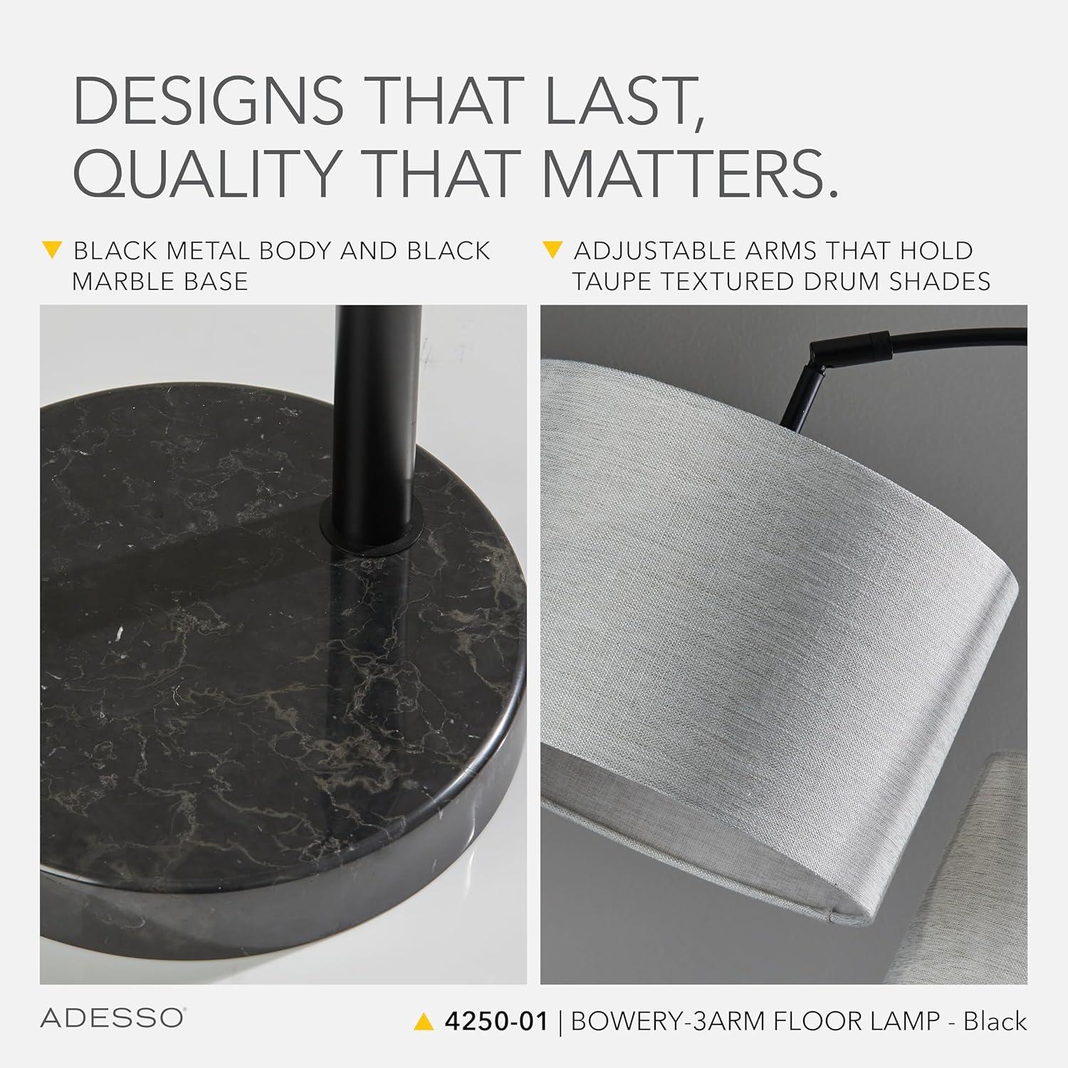 Adesso Home Brand Bowery 3-Arm Arc Lamp in Black Color