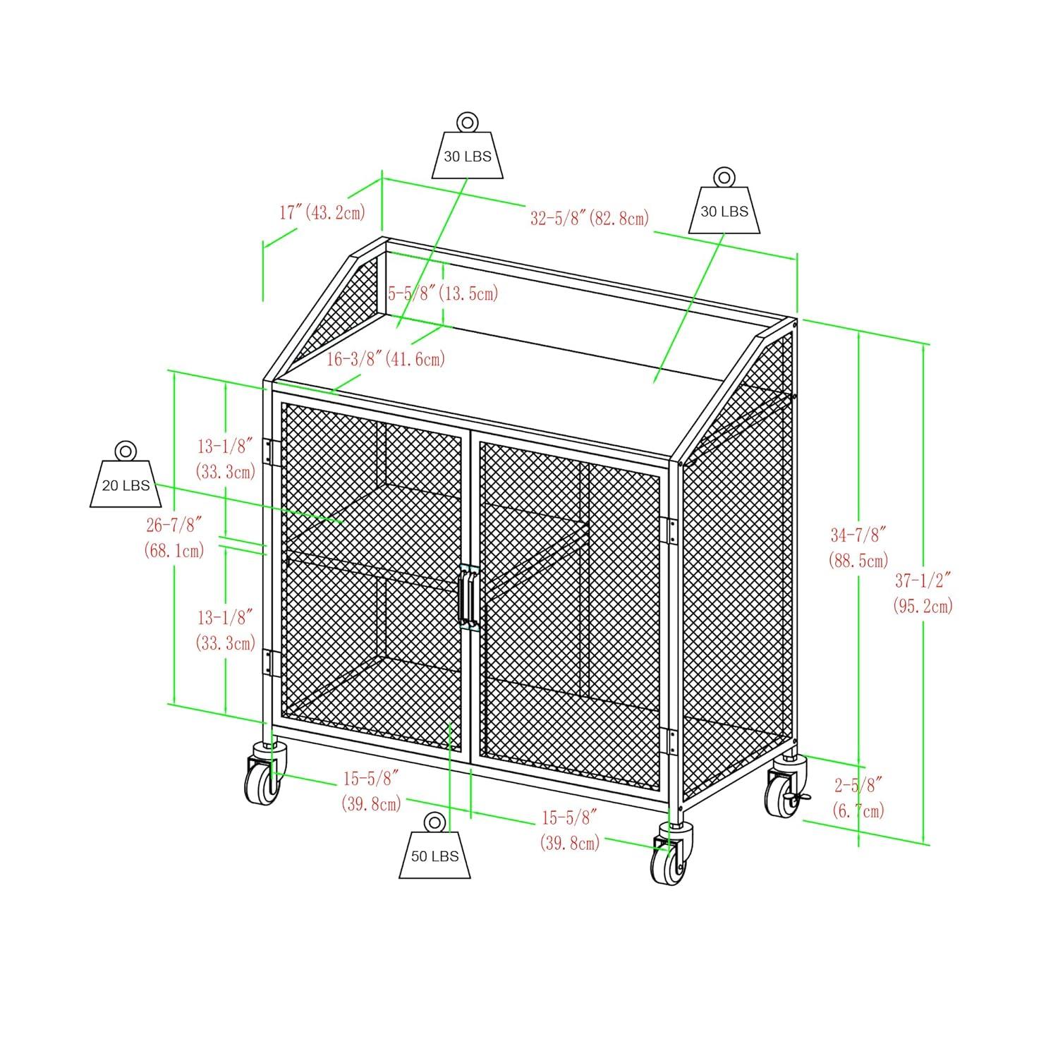 Walker Edison Industrial Bar Cabinet with Wheels, Grey Wash