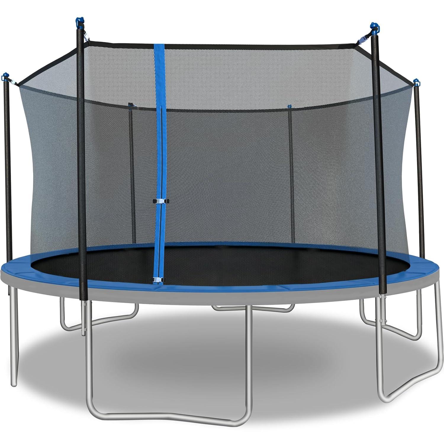 Sportspower TruJump 14' Round Trampoline with Safety Enclosure & with Lifetime Warranty on Jump Mat