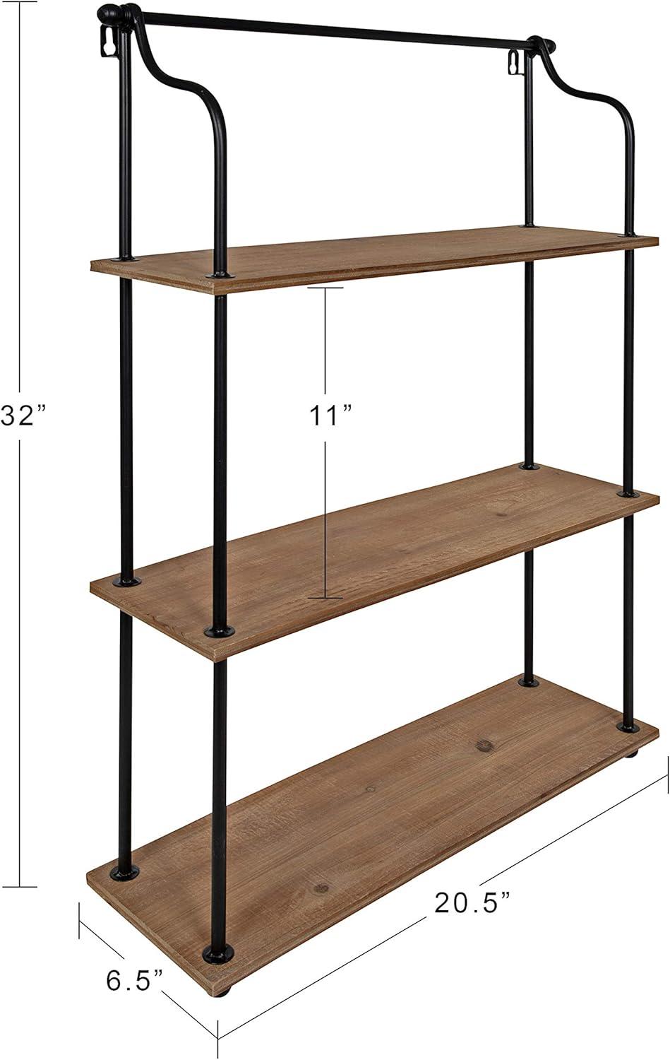 21" x 32" Walters Wood/Metal 3 Tier Shelving - Kate & Laurel All Things Decor