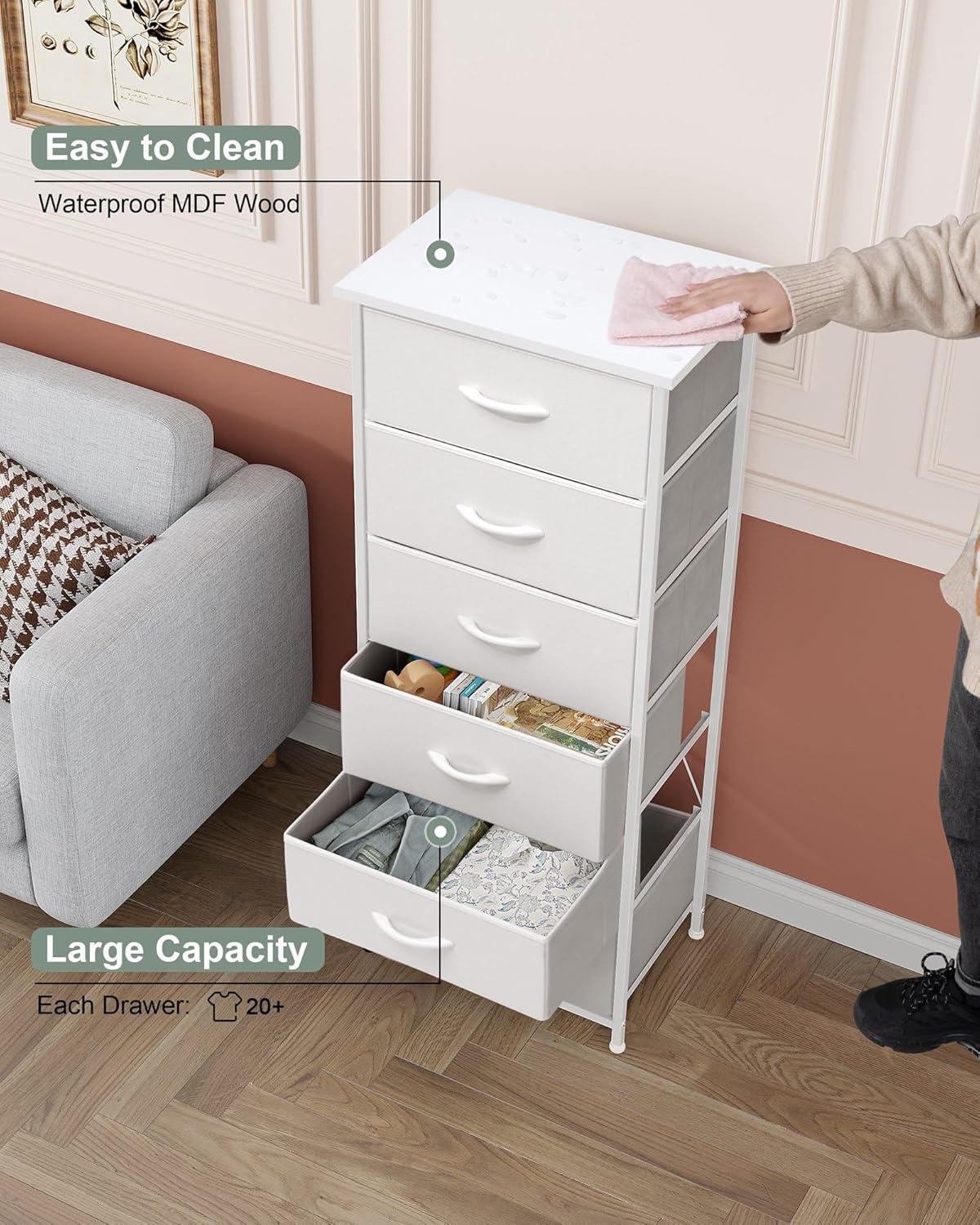Crestlive Products 6 Drawers Vertical Dresser for Bedroom Storage Tower with Wood Top White