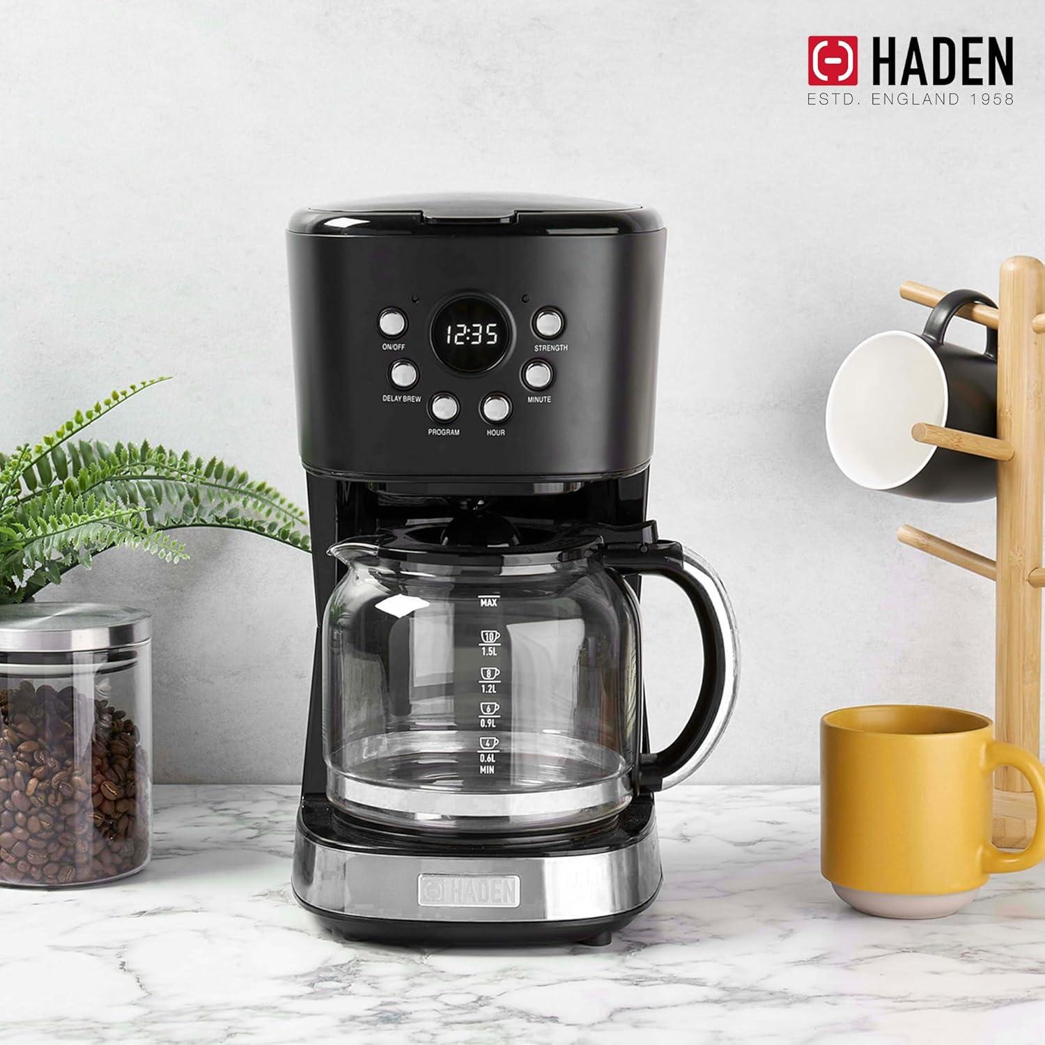 HADEN Heritage Black and Chrome 12-Cup Programmable Coffee Maker